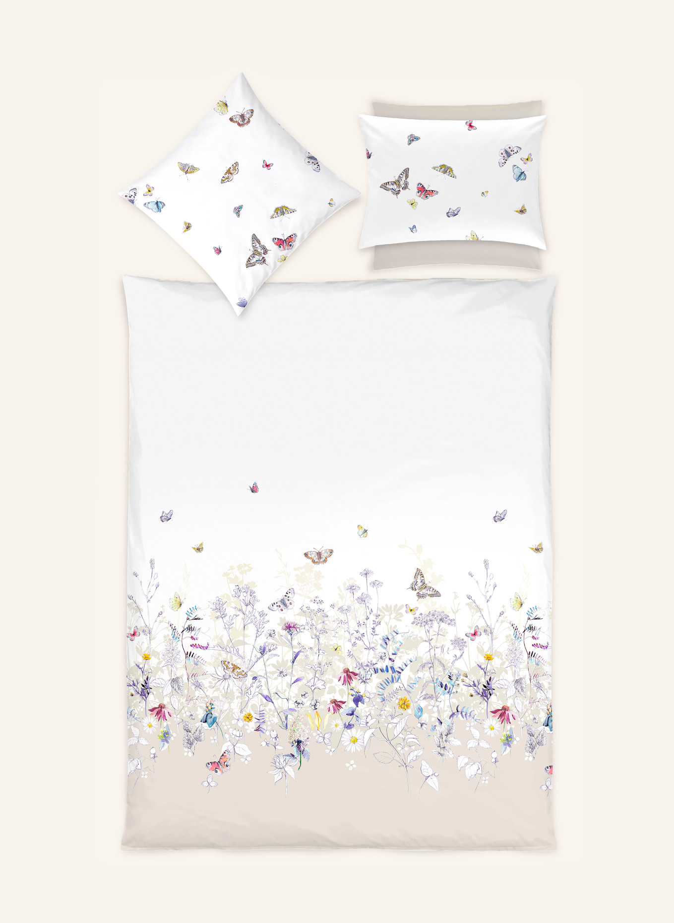 Christian Fischbacher Bettwäsche AVIVA: WEISS / BEIGE / ROT