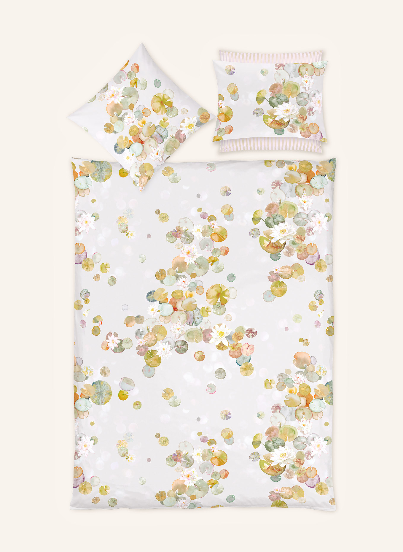 Christian Fischbacher Bettwäsche NINFEA: GRAU / GELB / HELLGRÜN