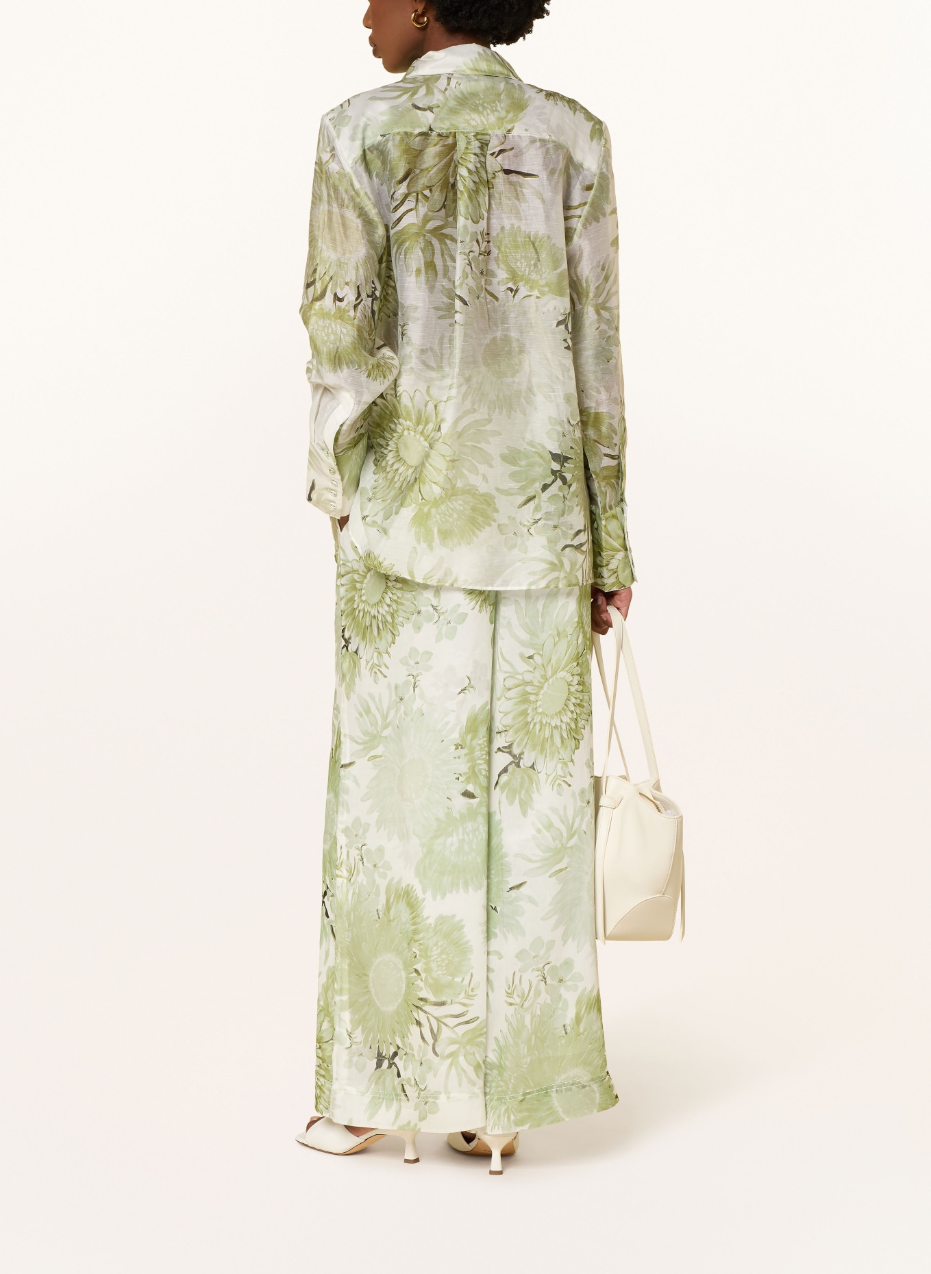 Aje. Bluzka REFLECTOR z lnu: ZIELONY / ECRU