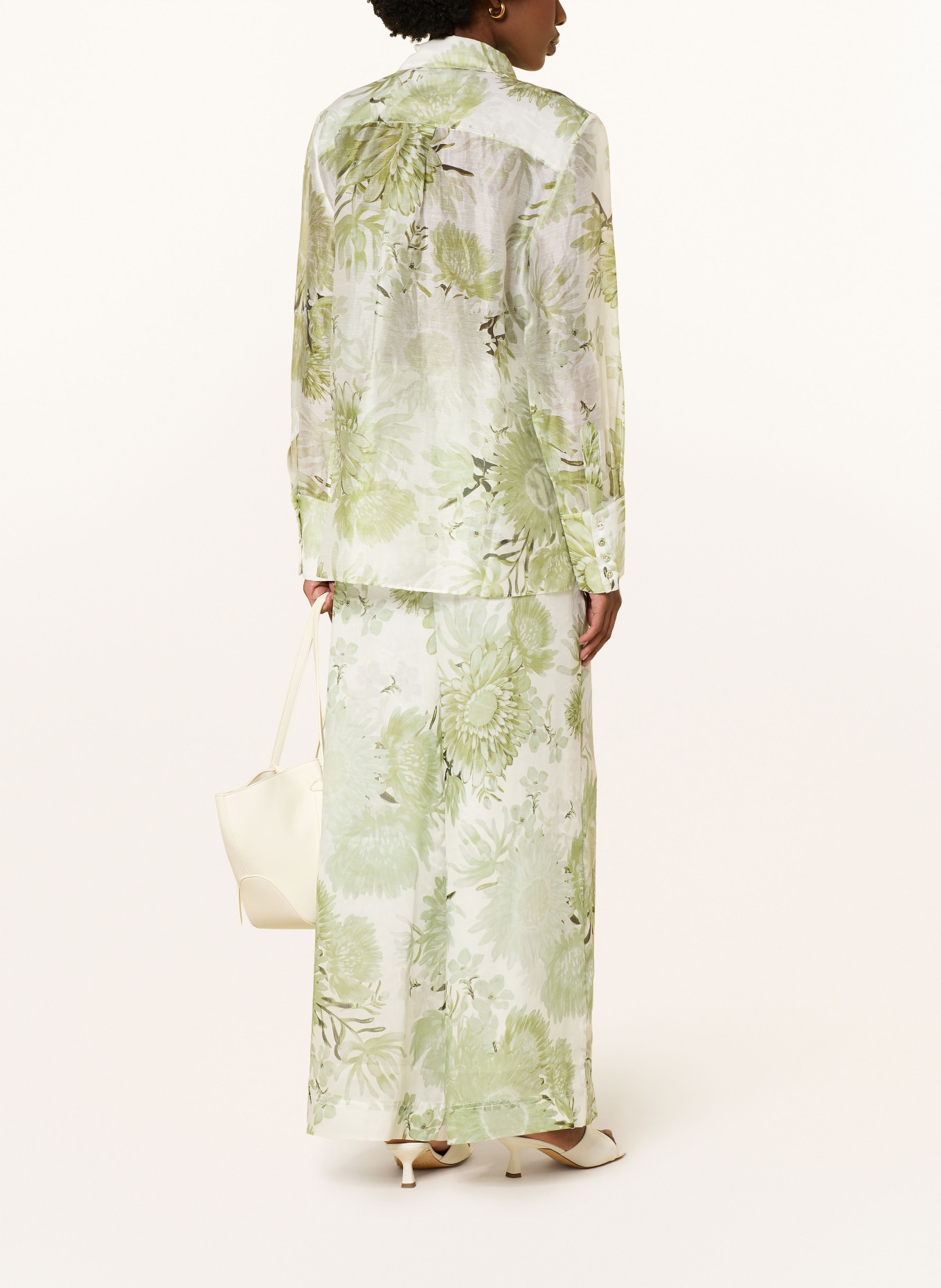 Aje. Spodnie ADINA z lnu: ZIELONY / ECRU