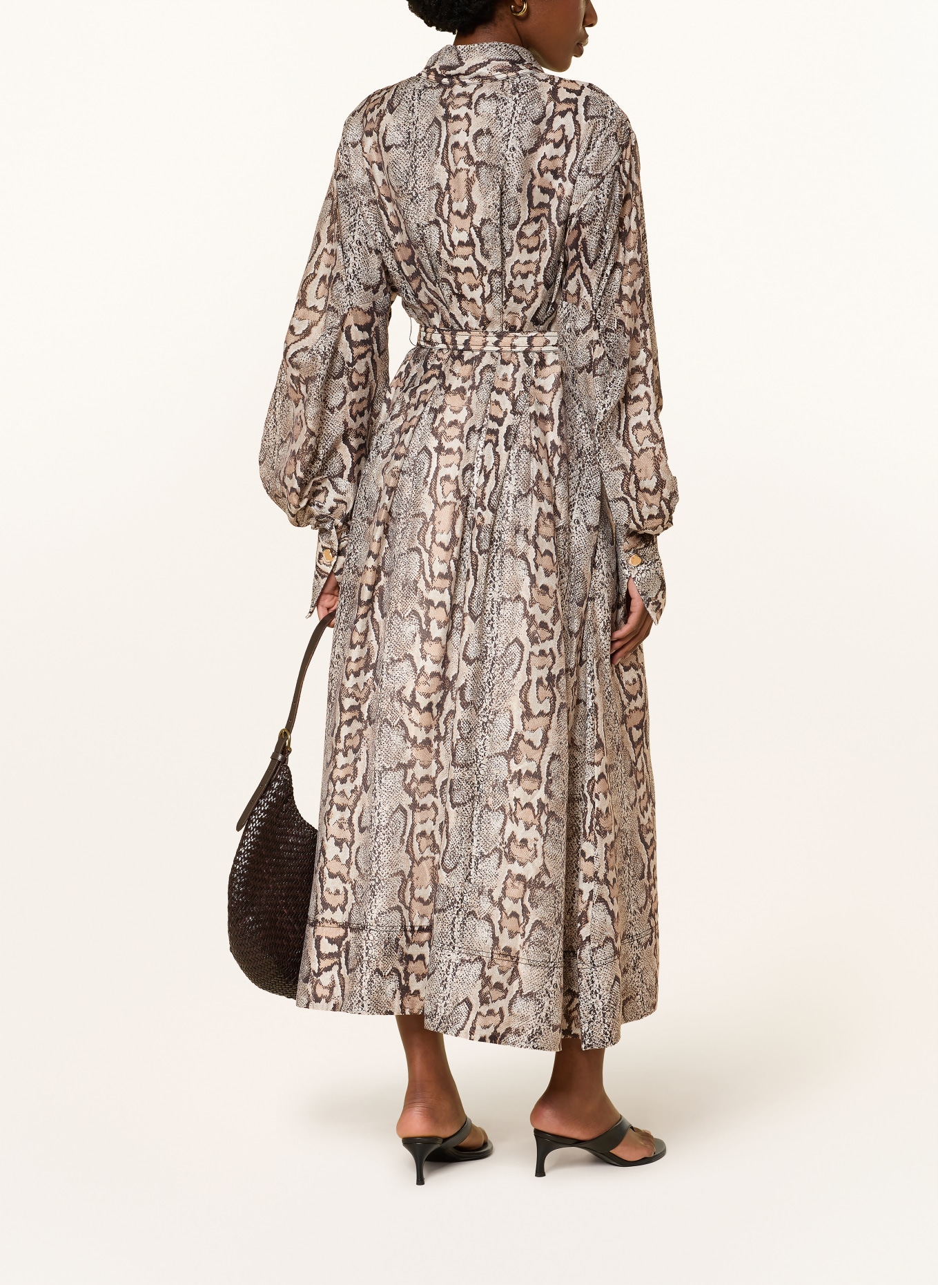 Aje. Hemdblusenkleid MURPHIE: CREME / DUNKELBRAUN