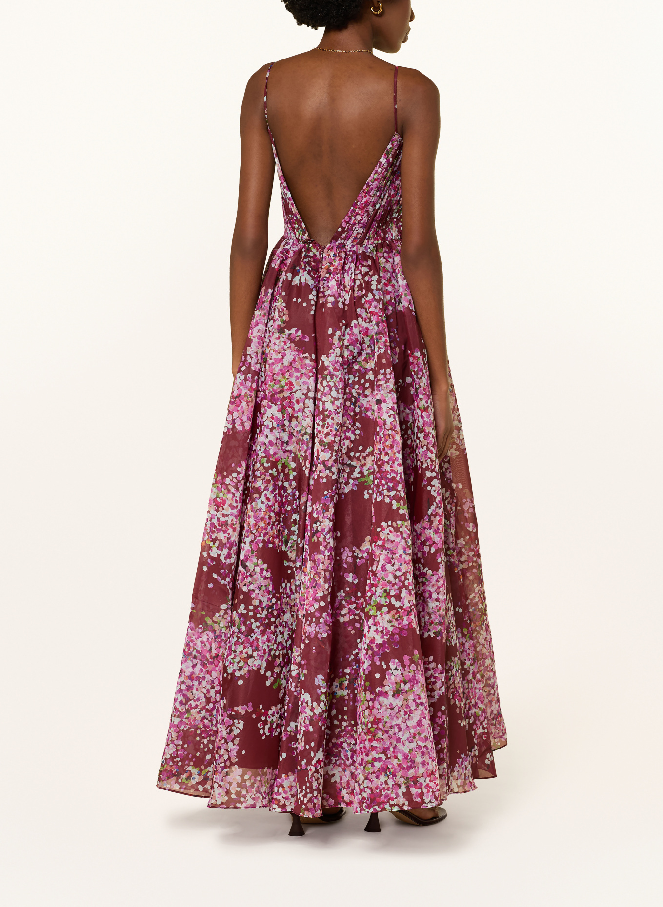 Aje. Sukienka z plisami: CIEMNOCZERWONY / RÓŻOWY / ECRU