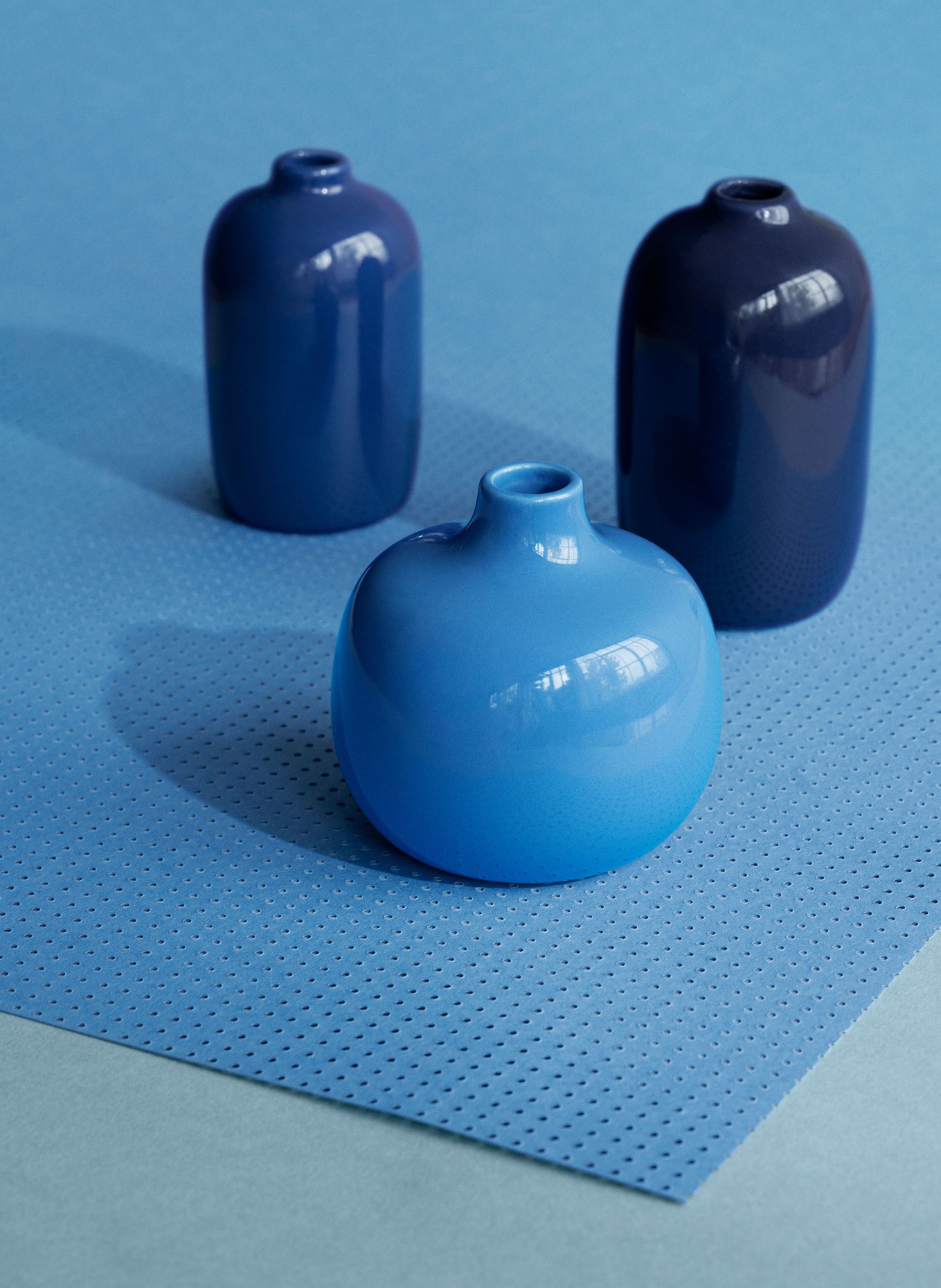 blomus 3er-Set Vasen CEOLA: BLAU / PETROL / DUNKELBLAU