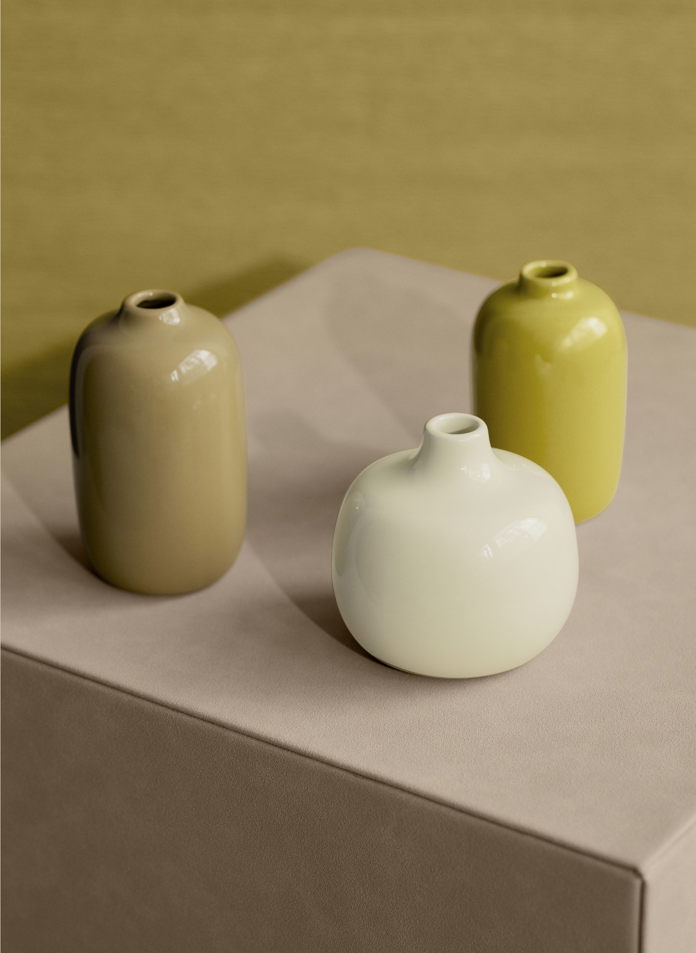 blomus 3er-Set Vasen CEOLA: GELB / OLIV / KHAKI