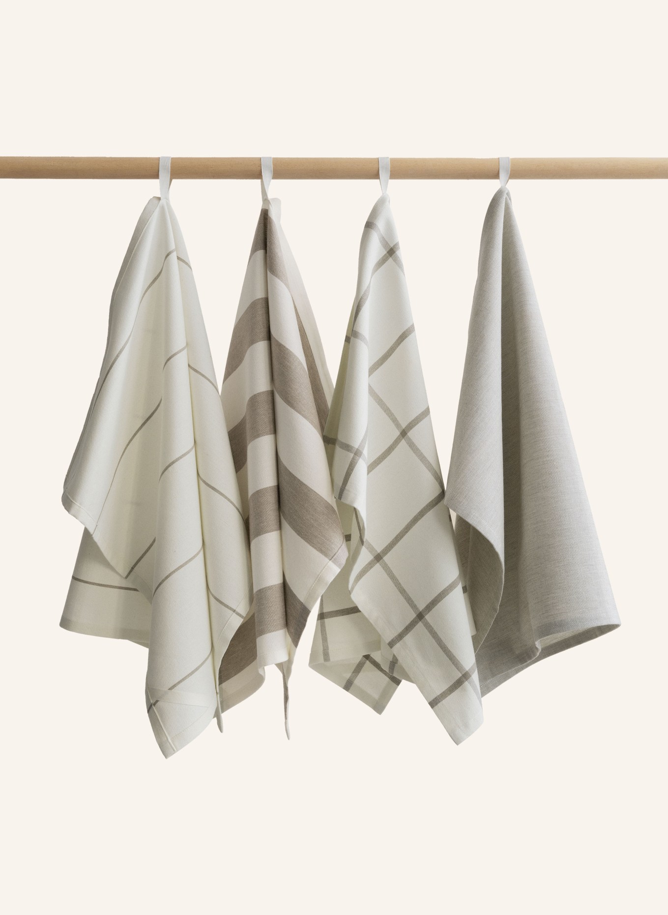 blomus Lot de 2 torchons TAULO: BLANC / MARRON