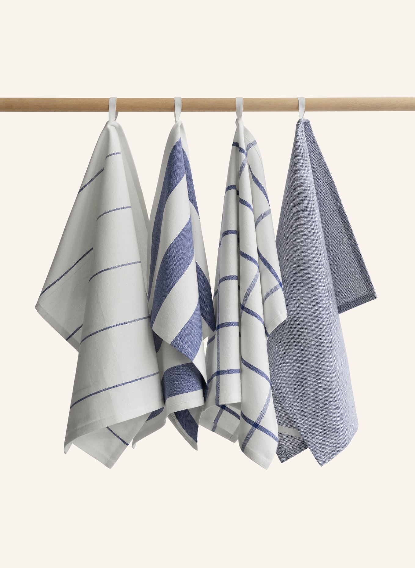 blomus Lot de 2 torchons TAULO: BLANC / BLEU