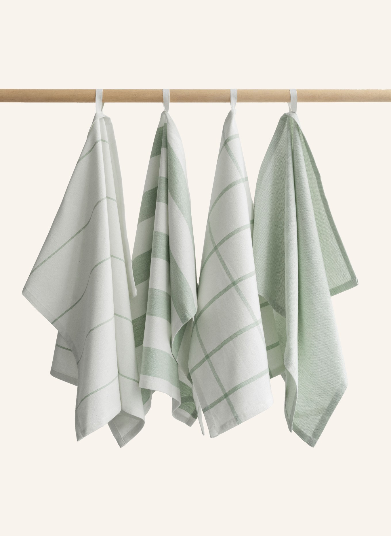 blomus Lot de 2 torchons TAULO: BLANC / VERT