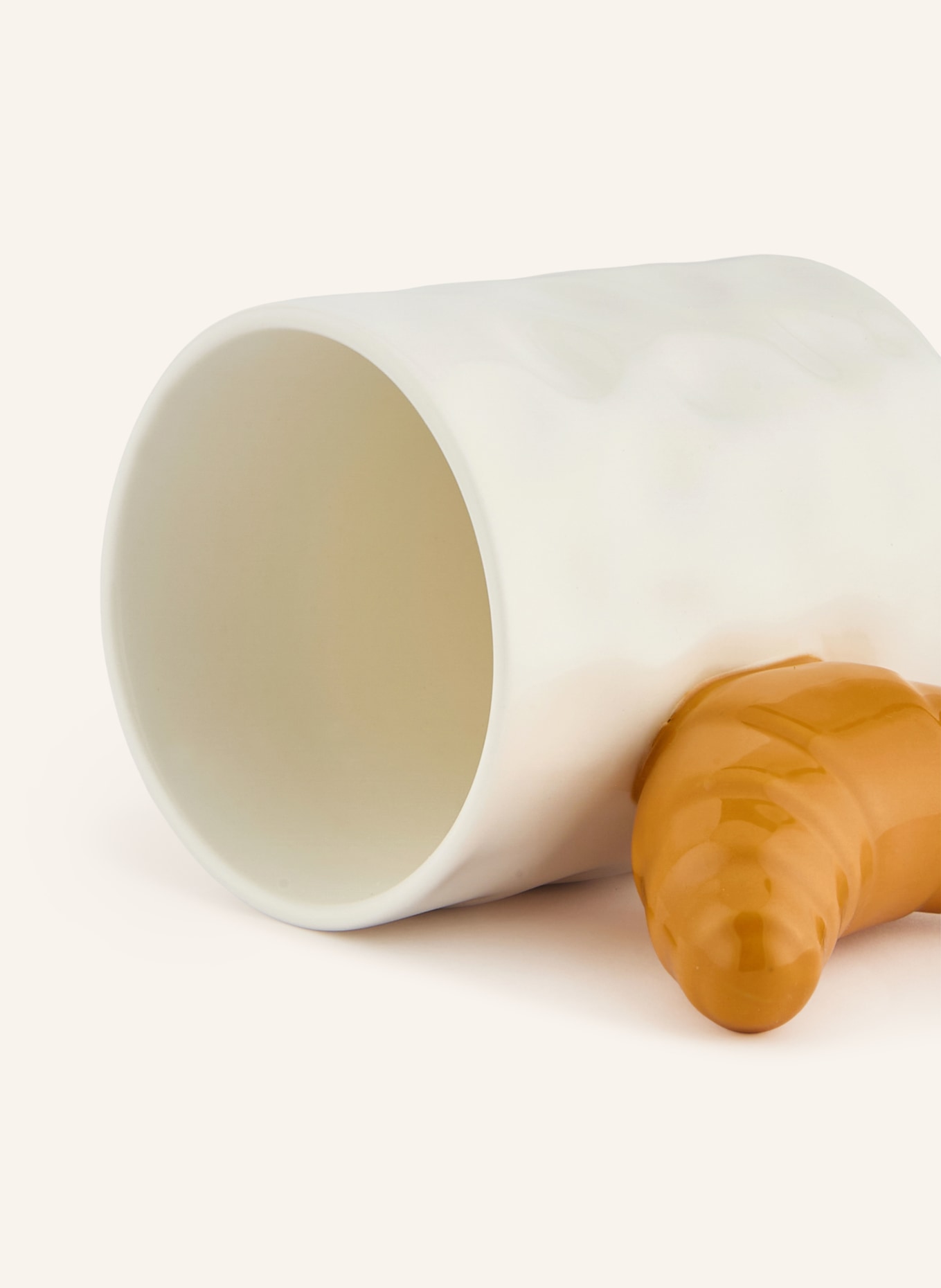 fluid MARKET Beker met handvat CROISSANT: WIT / COGNAC