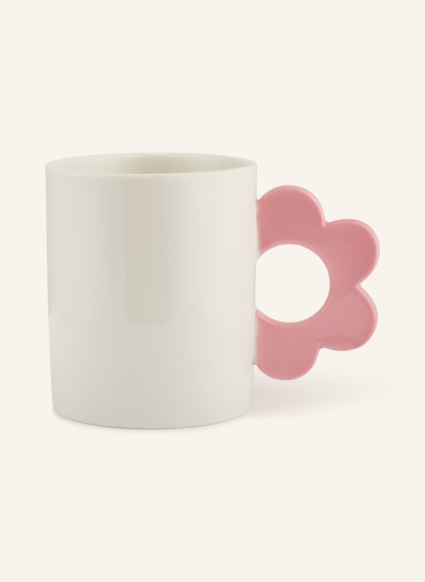 fluid MARKET Beker met handvat FLOWER: WIT / VIEUX ROSE