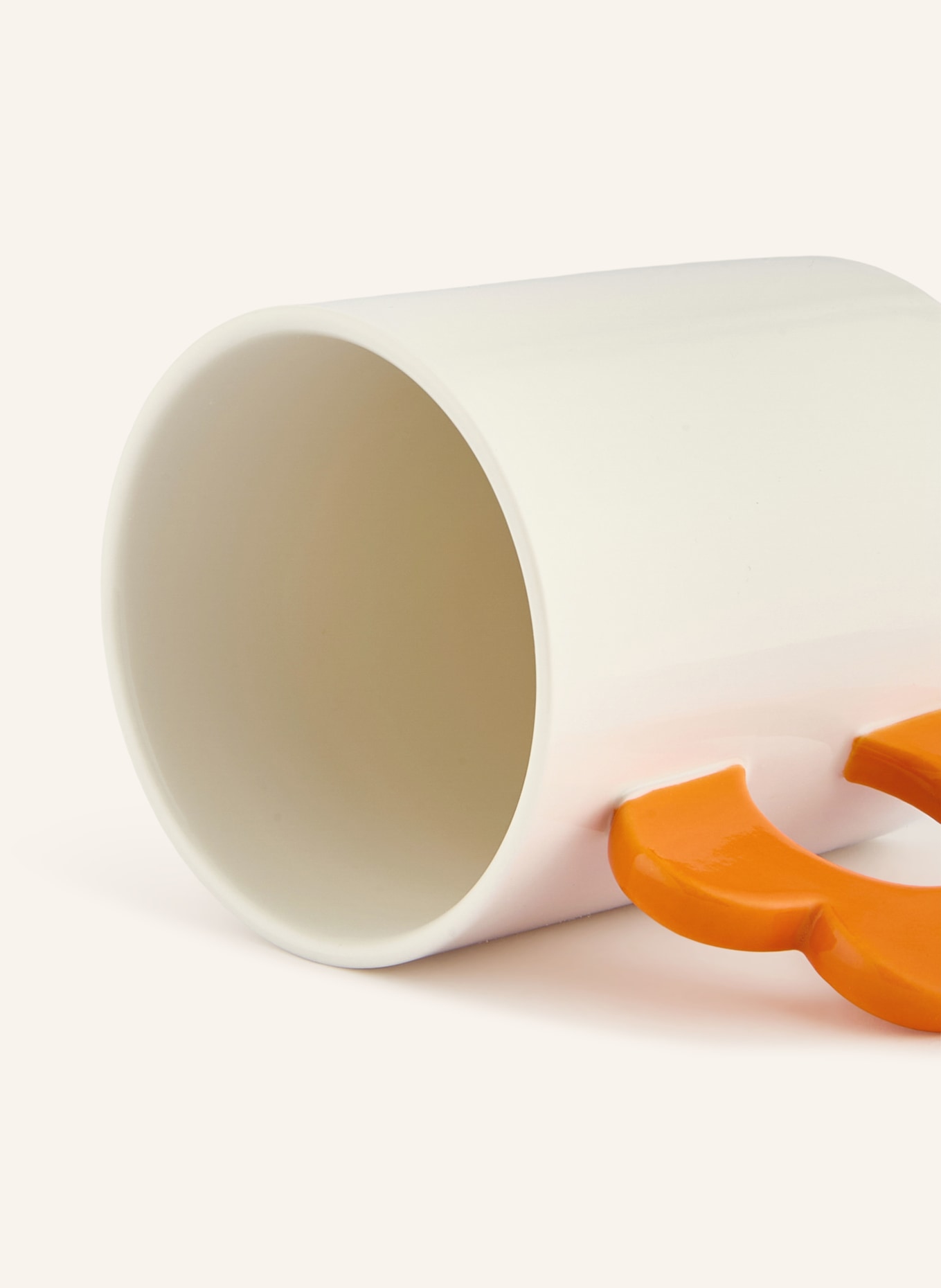 fluid MARKET Beker met handvat FLOWER: WIT / DONKERORANJE