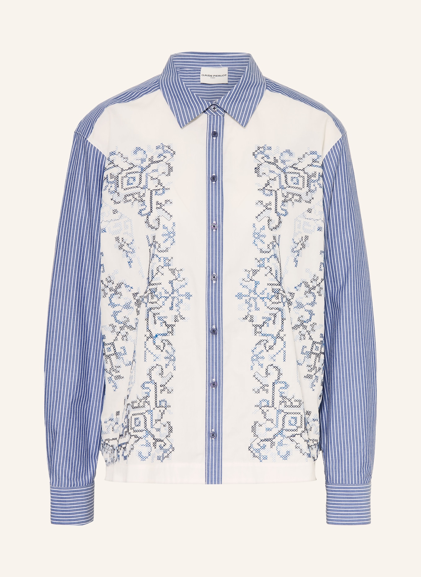 CLAUDIE PIERLOT Hemdbluse: BLAU / WEISS