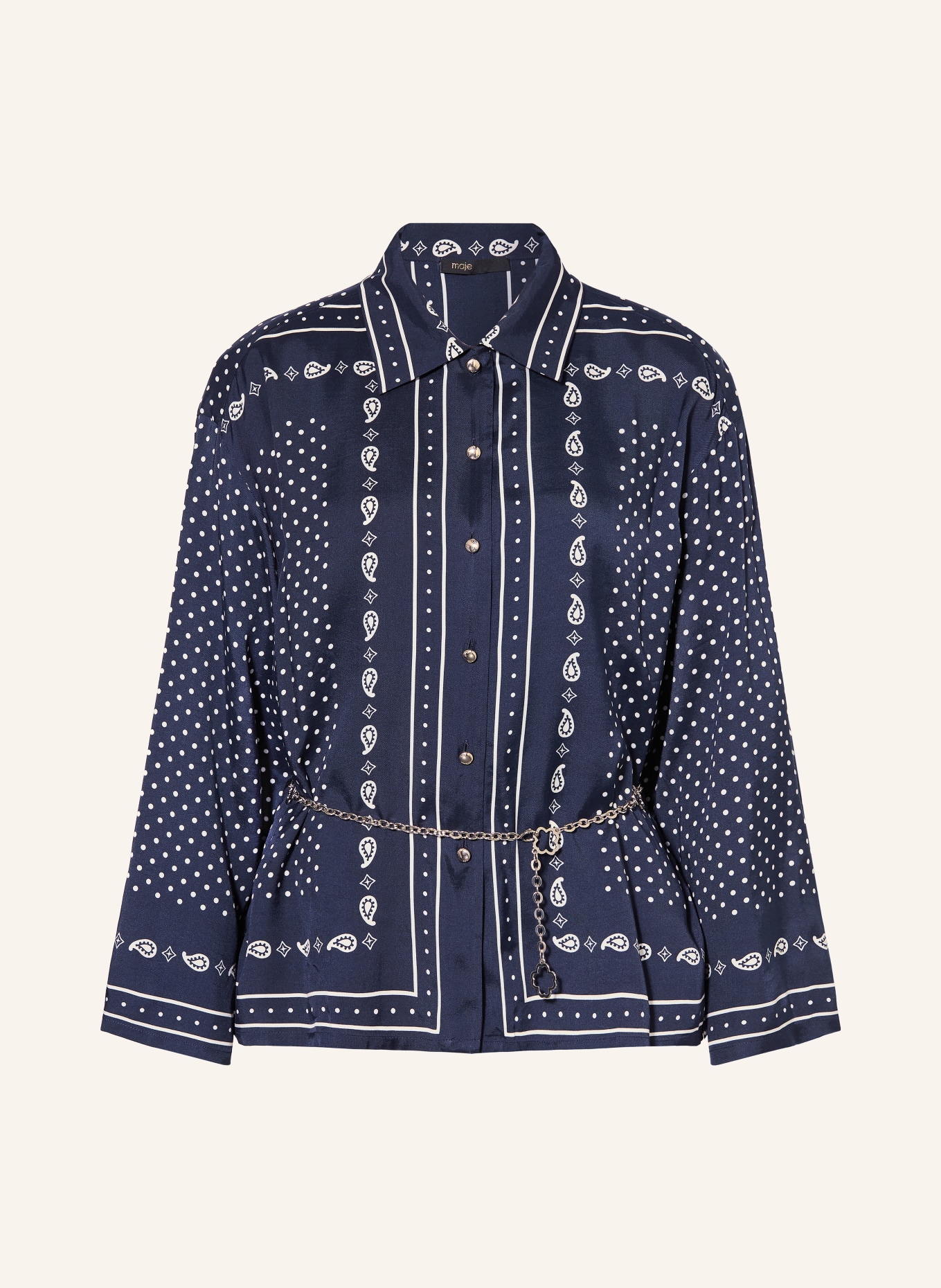 maje Hemdbluse: DUNKELBLAU / WEISS