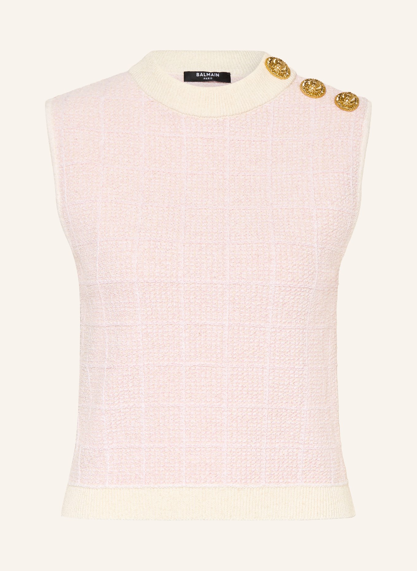 BALMAIN Gebreide top met glittergaren: ROSE CLAIR / GOUD / CRÈME