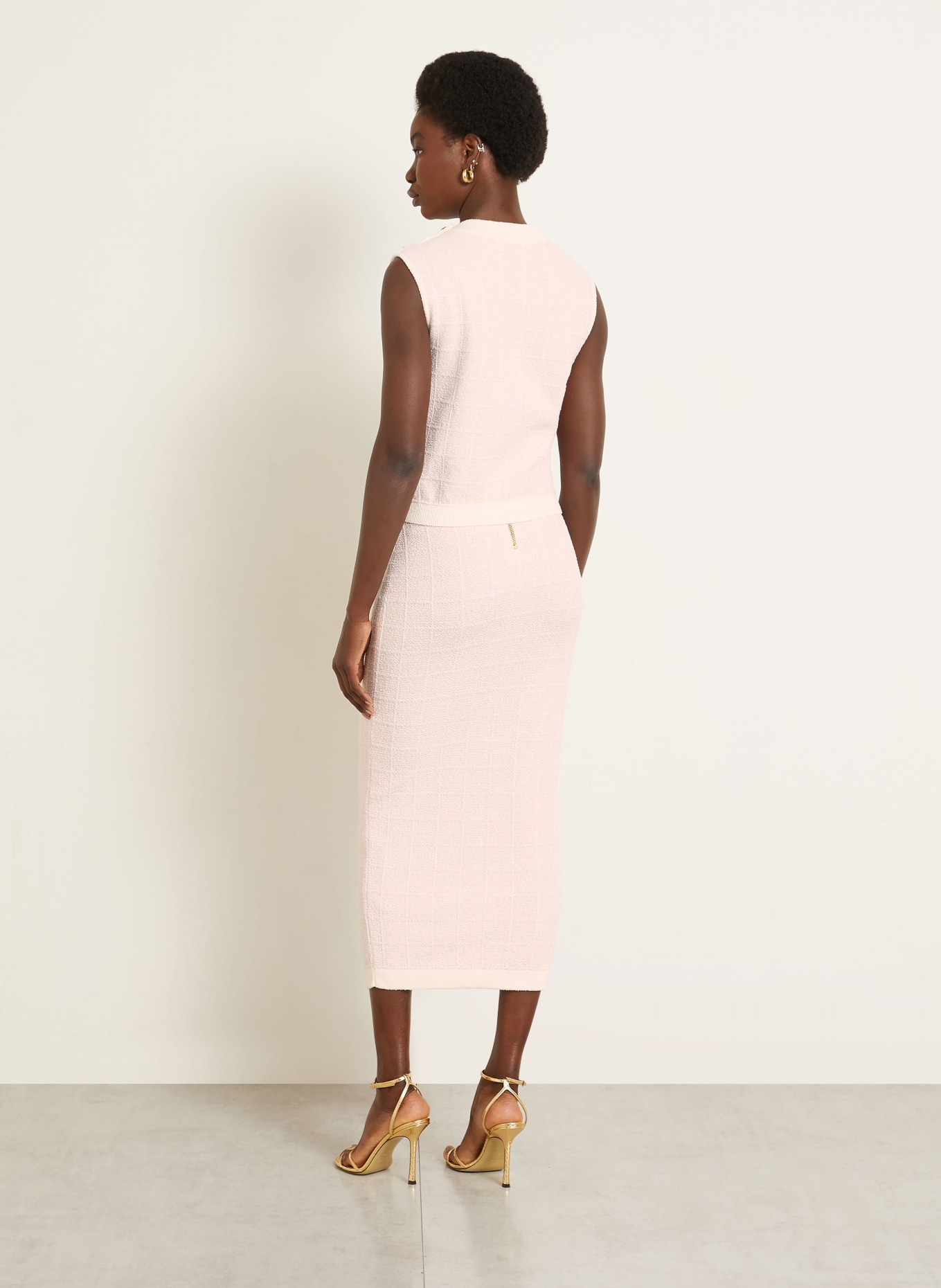 BALMAIN Gebreide top met glittergaren: ROSE CLAIR / GOUD / CRÈME