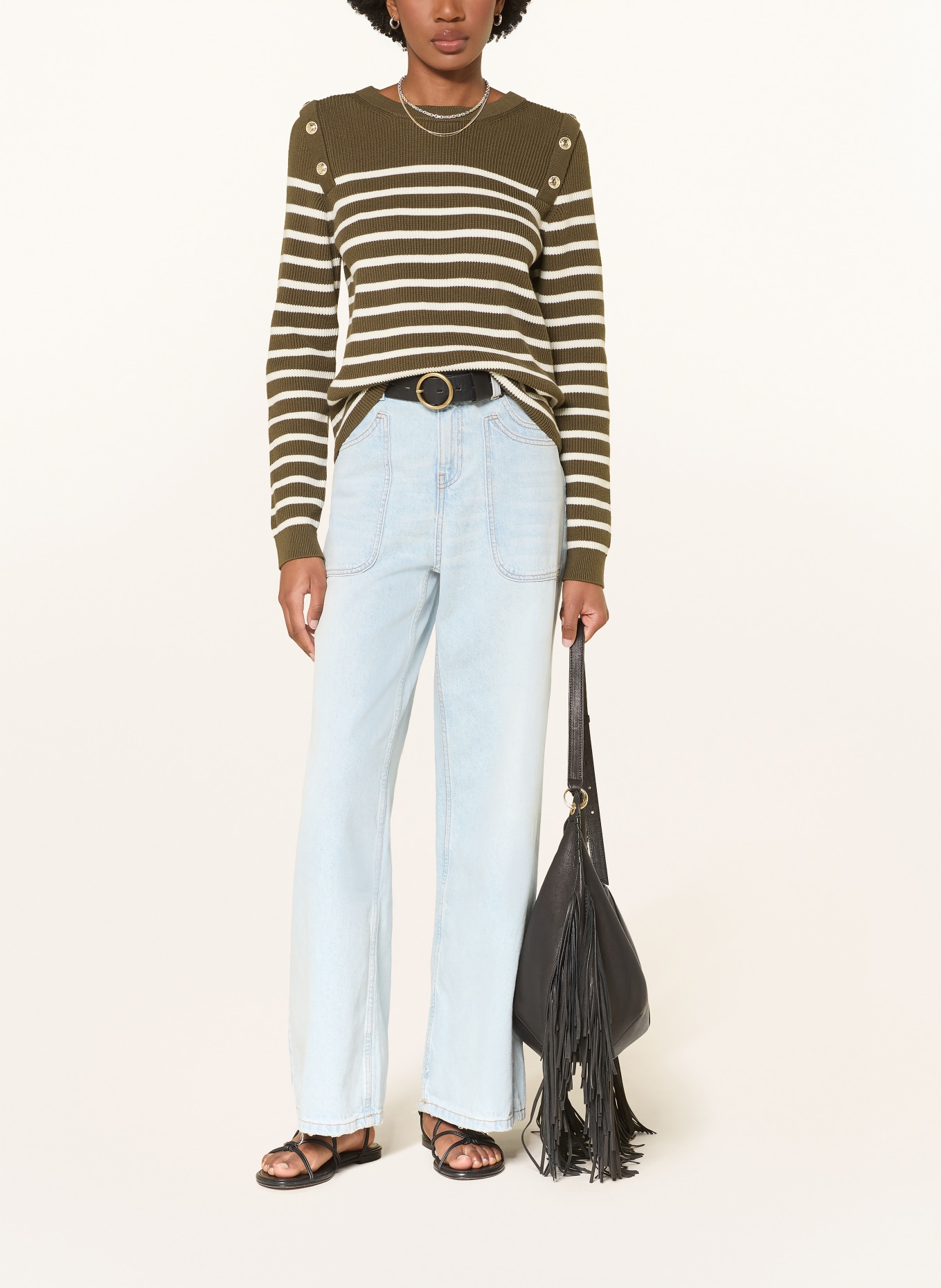 ba&sh Pullover MATIO: KHAKI / WEISS