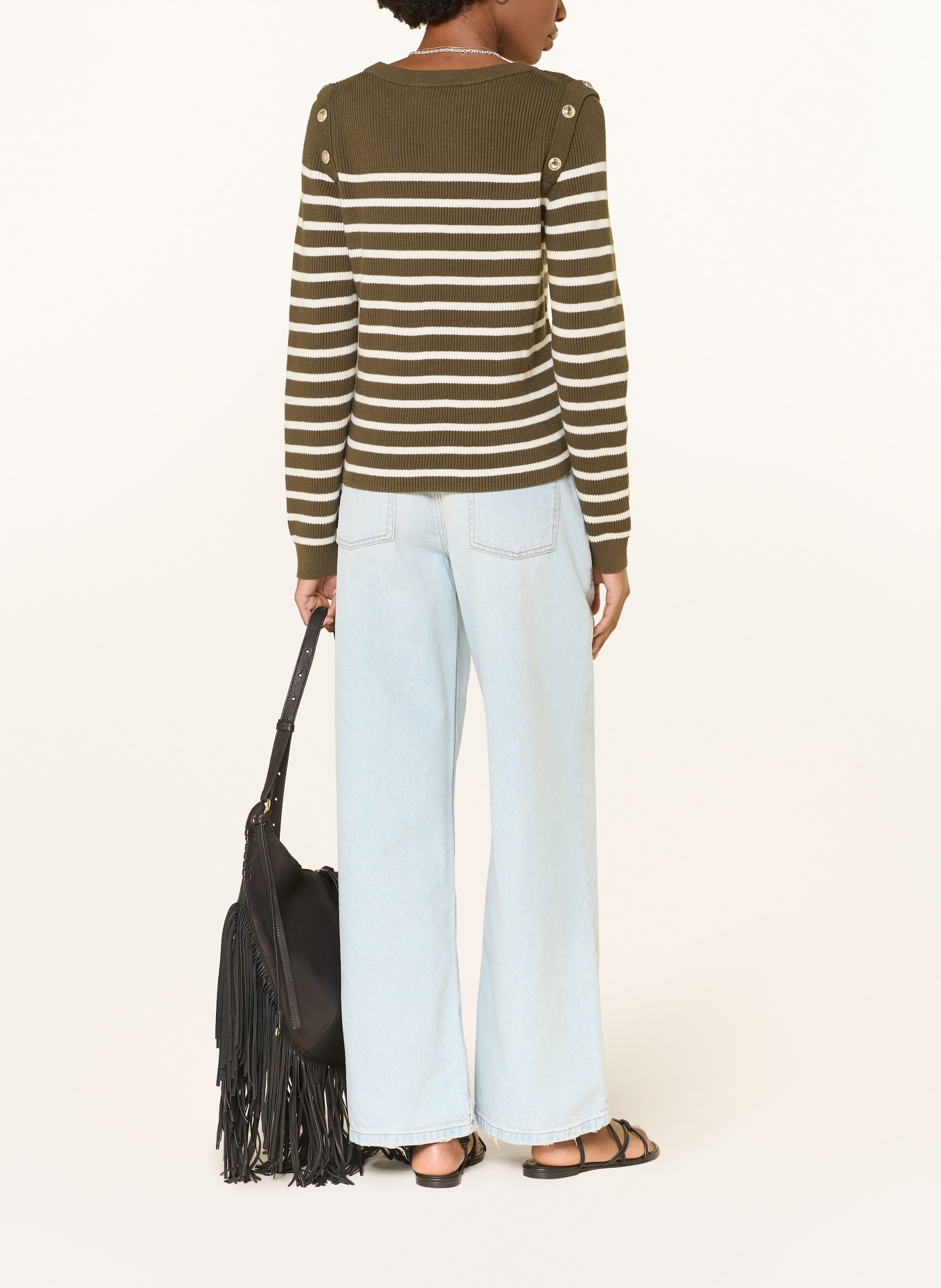 ba&sh Pullover MATIO: KHAKI / WEISS