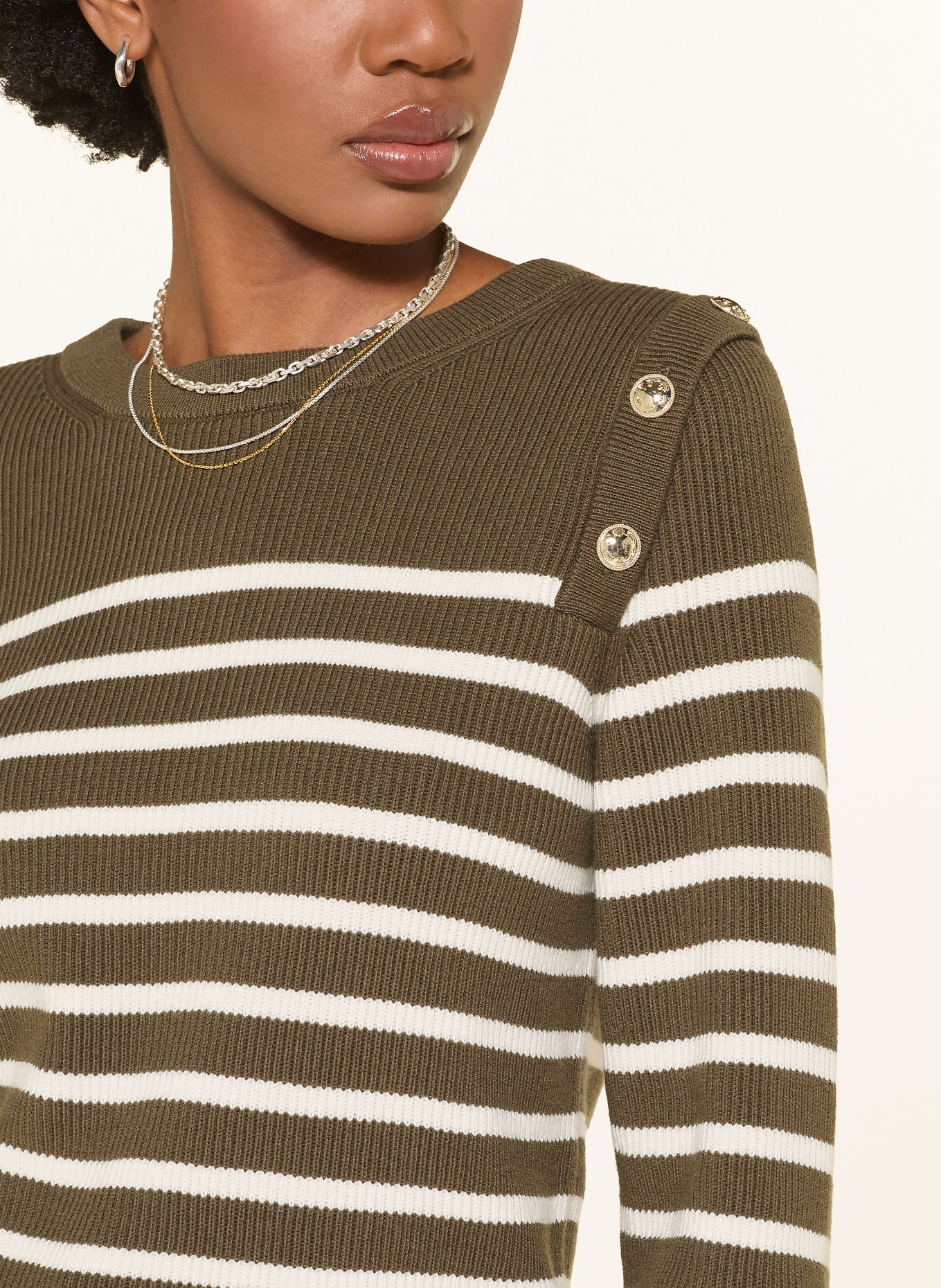 ba&sh Pullover MATIO: KHAKI / WEISS