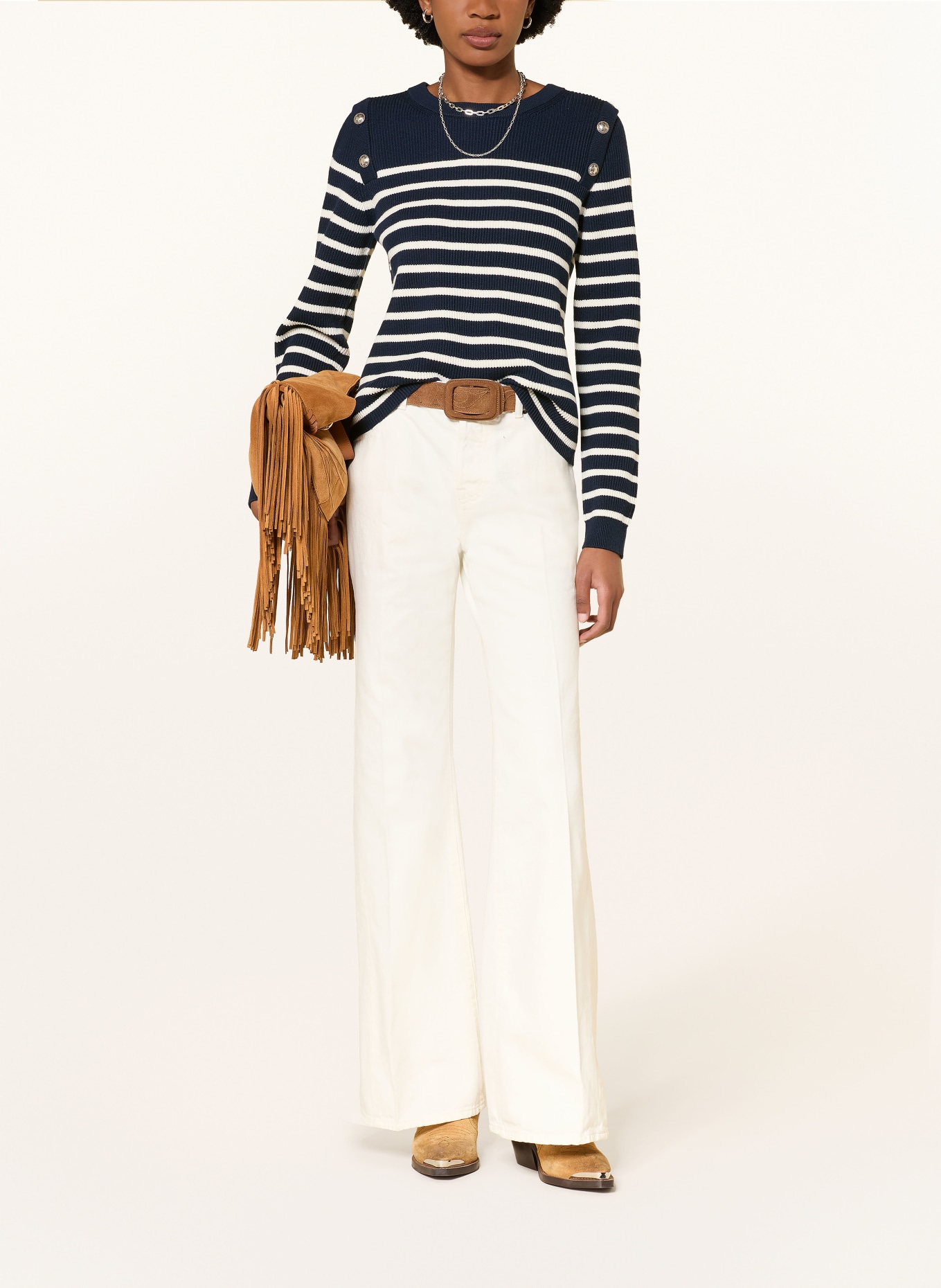 ba&sh Pullover MATIO: DUNKELBLAU / CREME