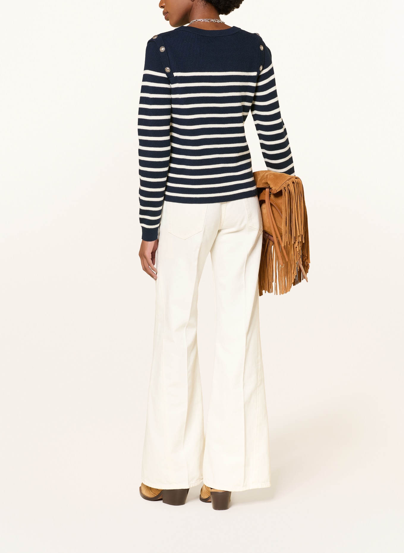 ba&sh Pullover MATIO: DUNKELBLAU / CREME