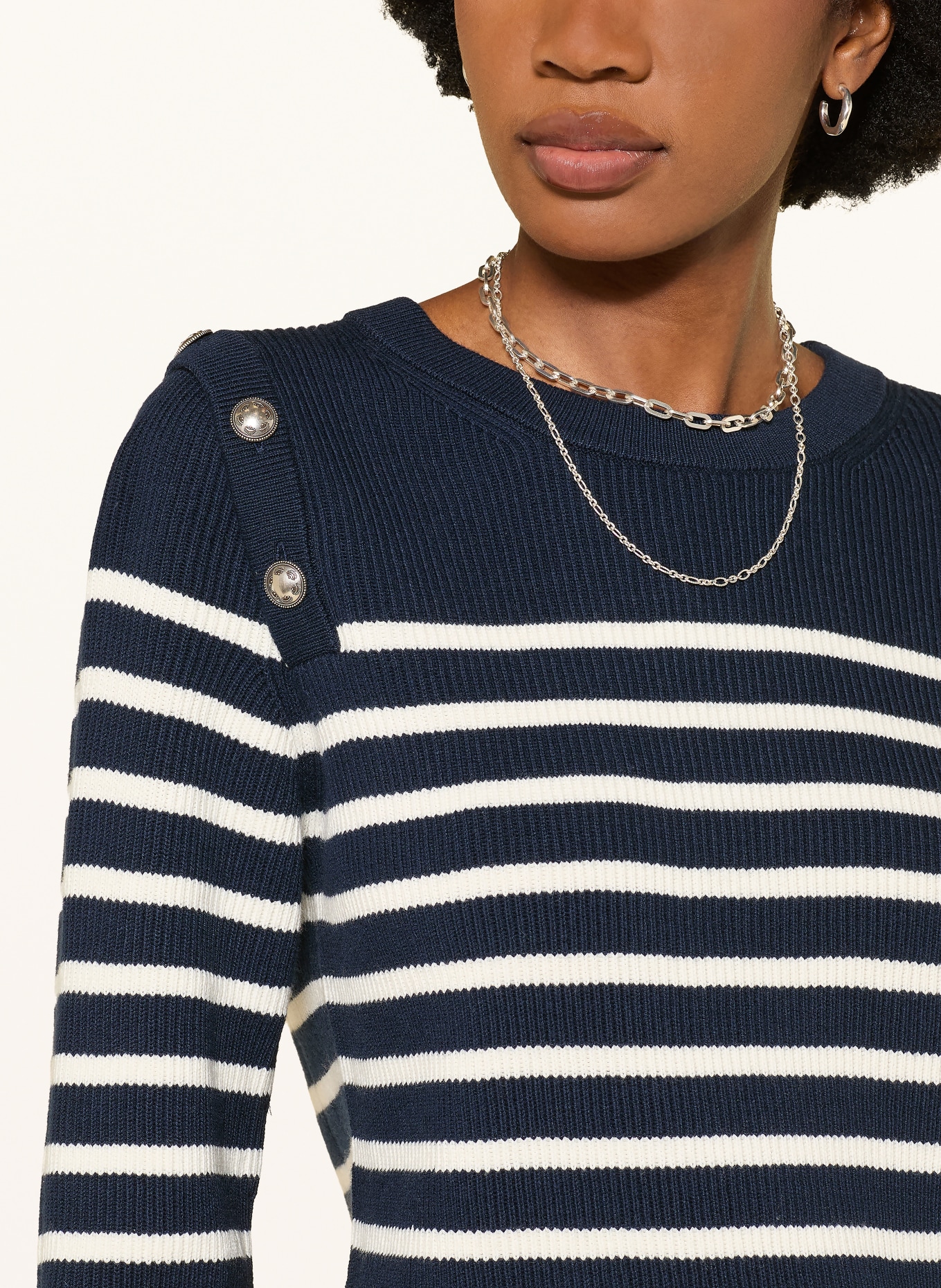 ba&sh Pullover MATIO: DUNKELBLAU / CREME