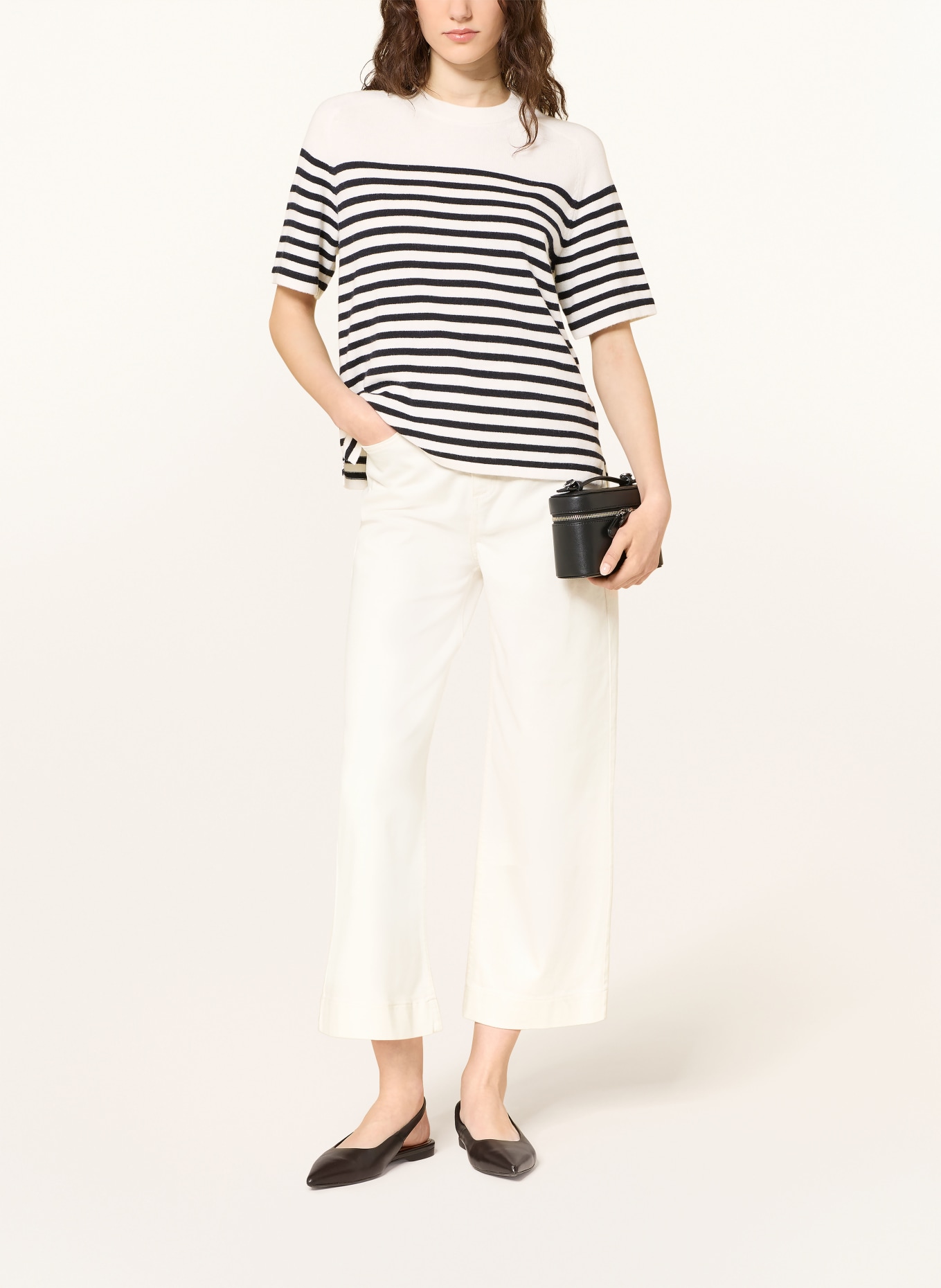 HOBBS pull en maille: BLANC / NOIR