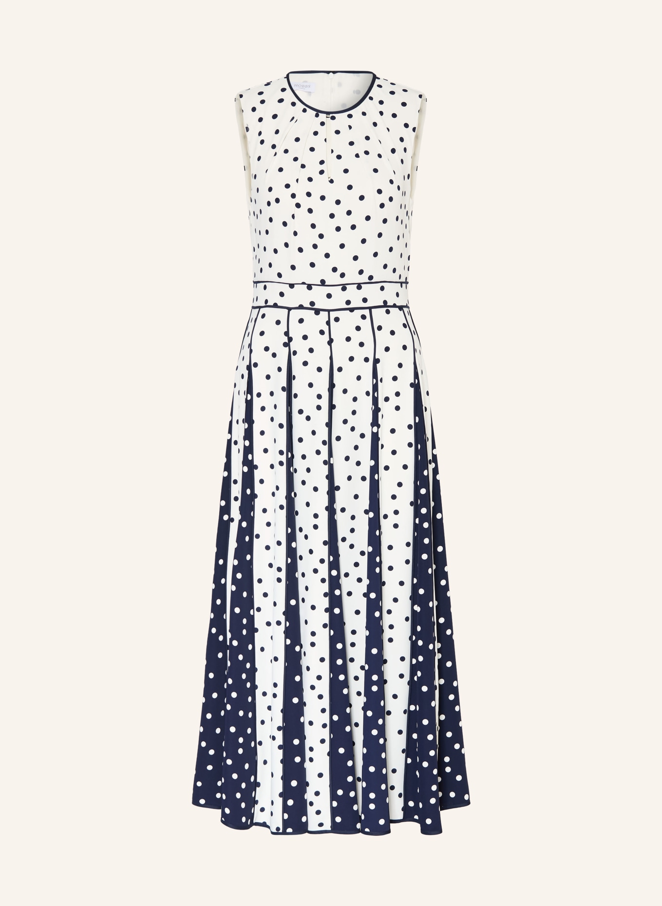 HOBBS Satinkleid ANGELICA: WEISS / DUNKELBLAU