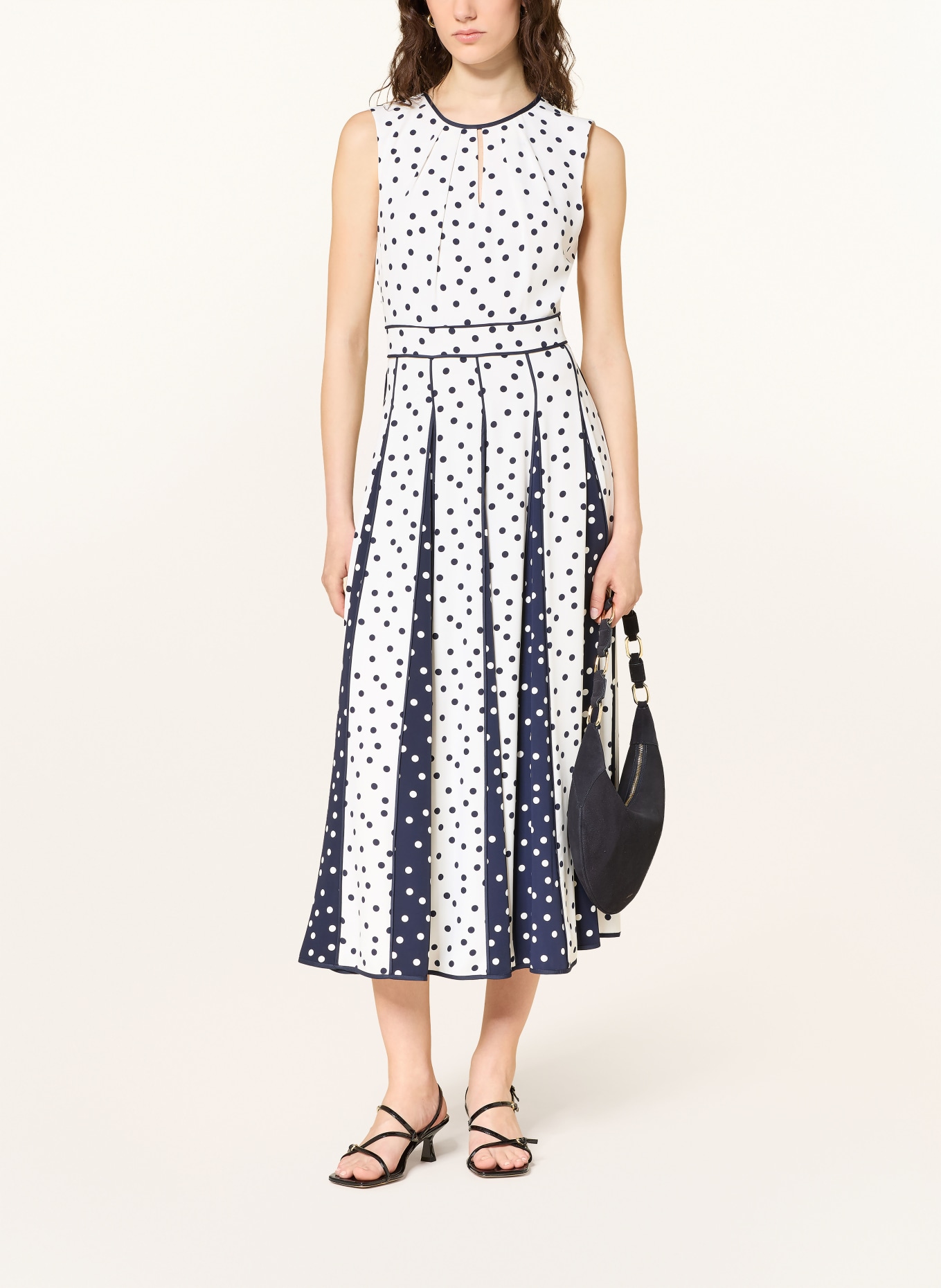 HOBBS Satinkleid ANGELICA: WEISS / DUNKELBLAU