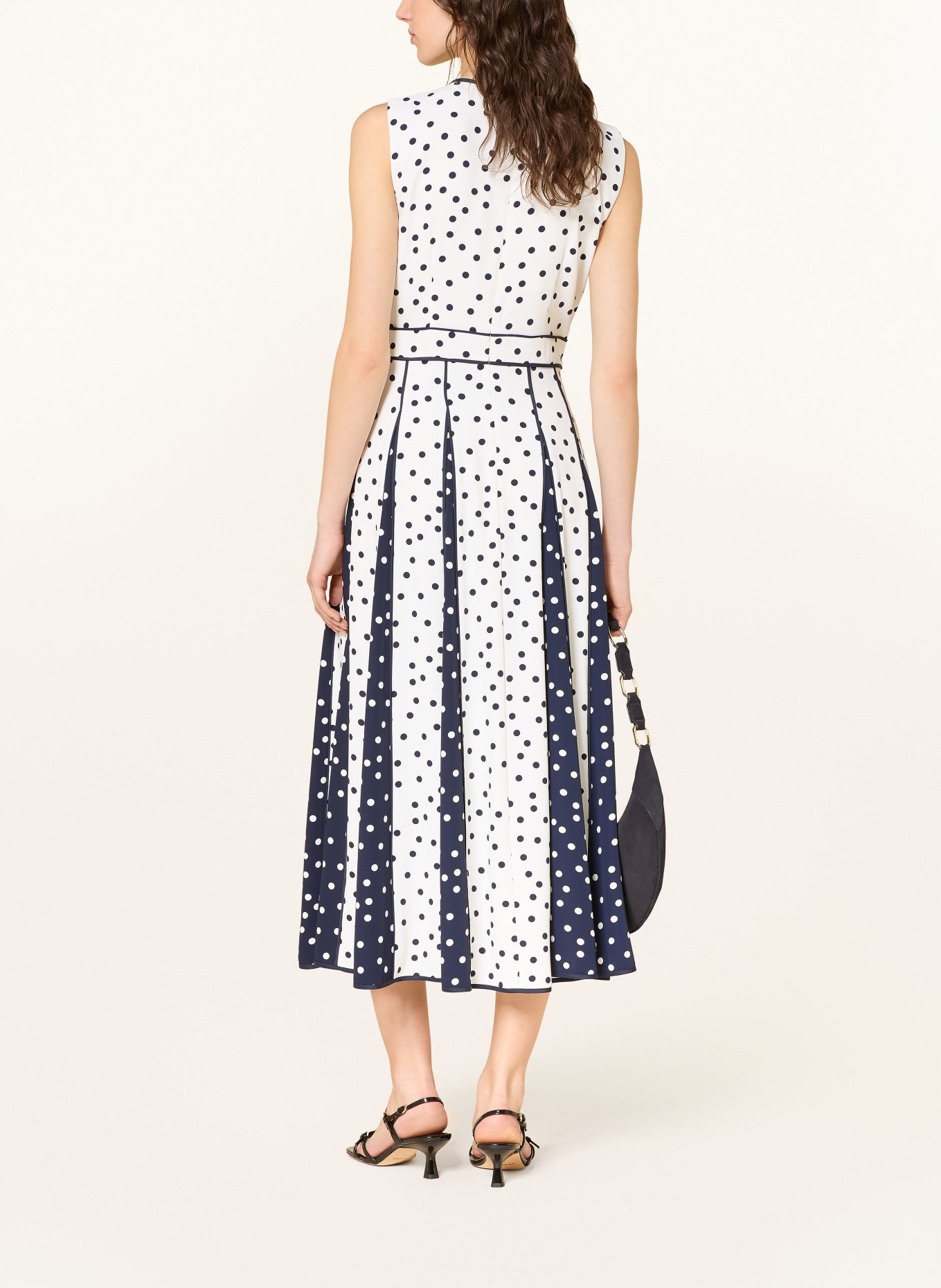 HOBBS Satinkleid ANGELICA: WEISS / DUNKELBLAU