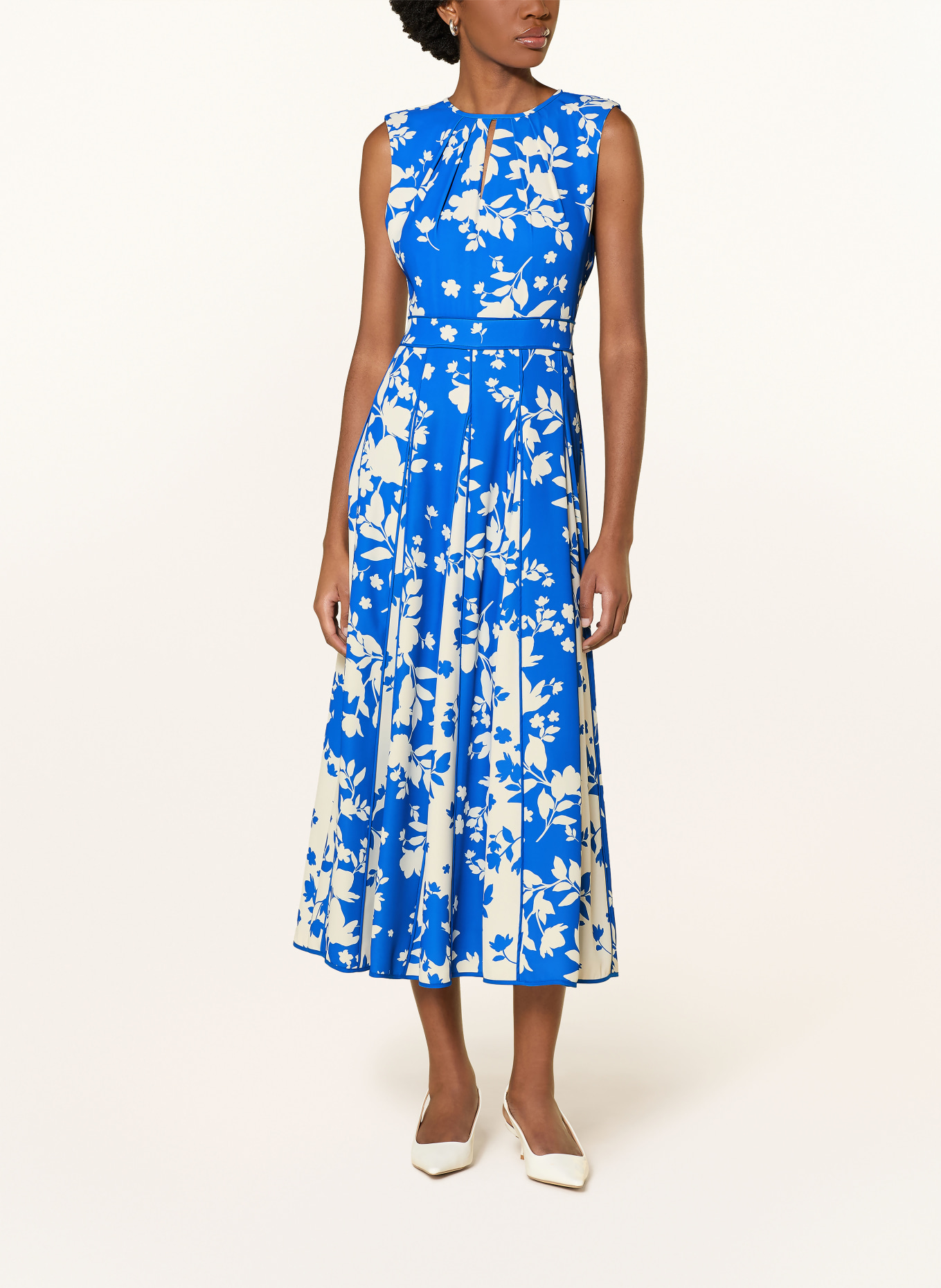 HOBBS Satinkleid ANGELICA: BLAU / WEISS