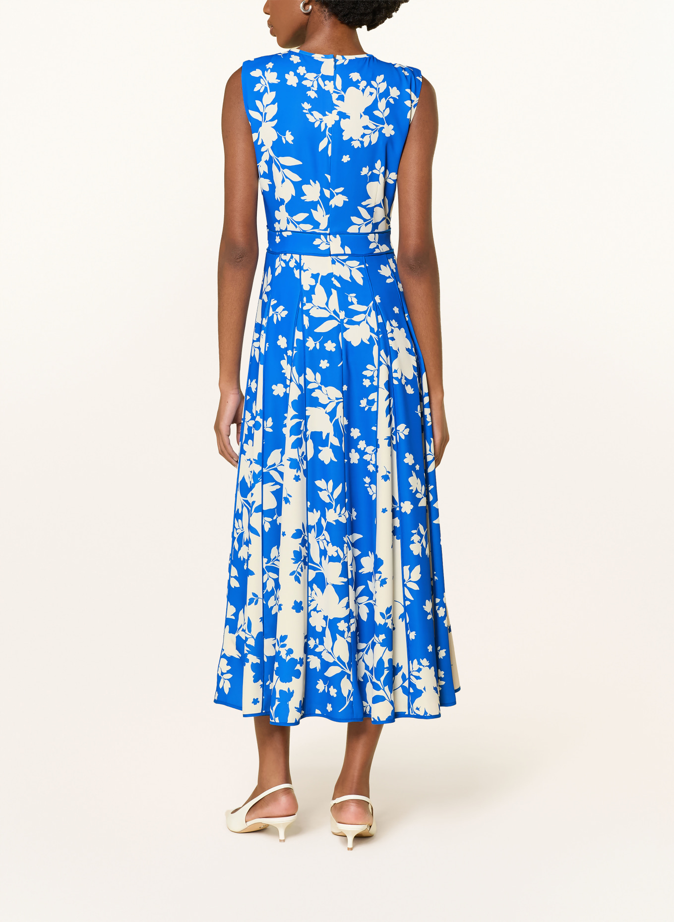 HOBBS Satinkleid ANGELICA: BLAU / WEISS