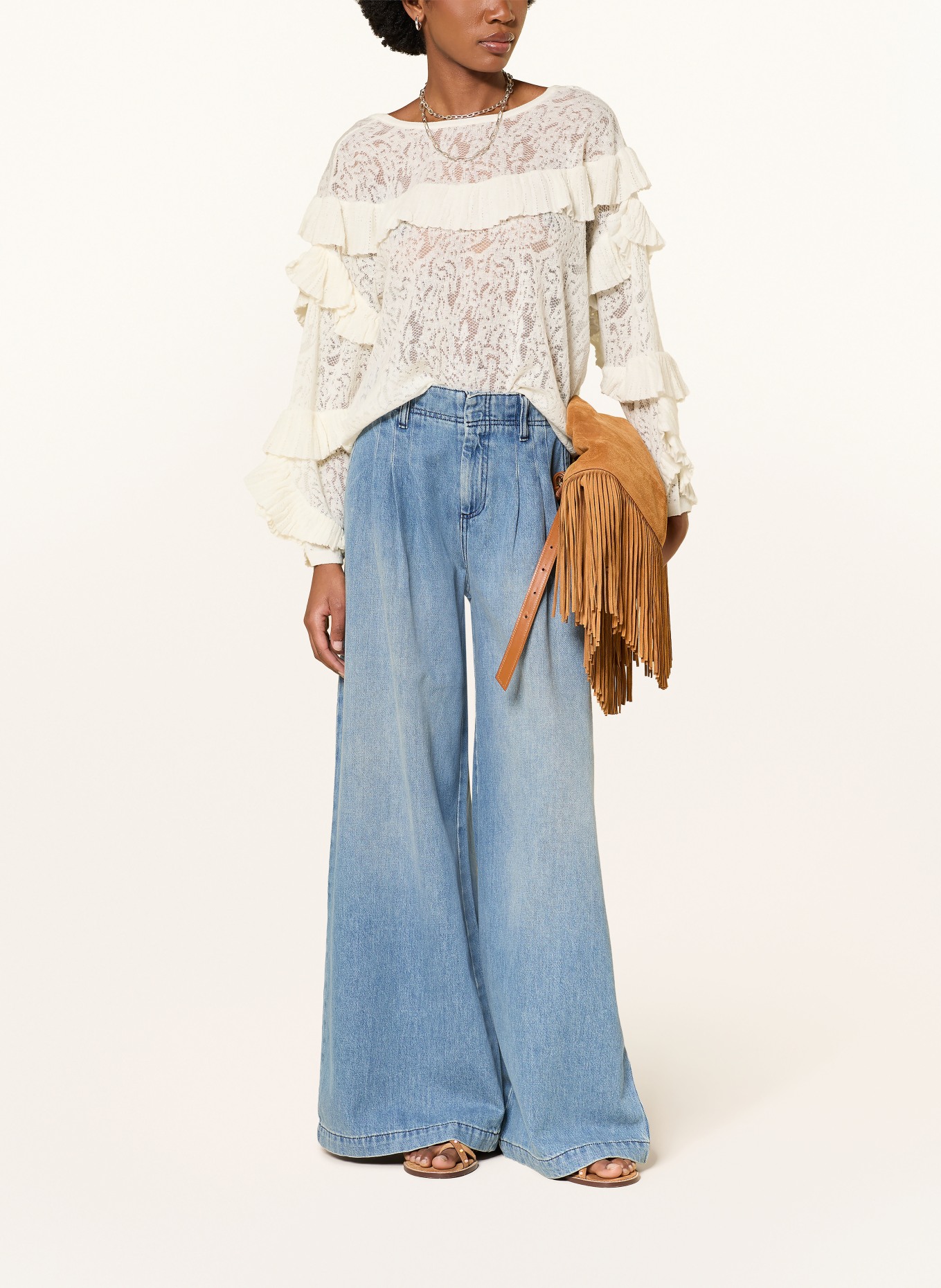 ba&sh Pullover LUCAS mit Rüschen: WEISS