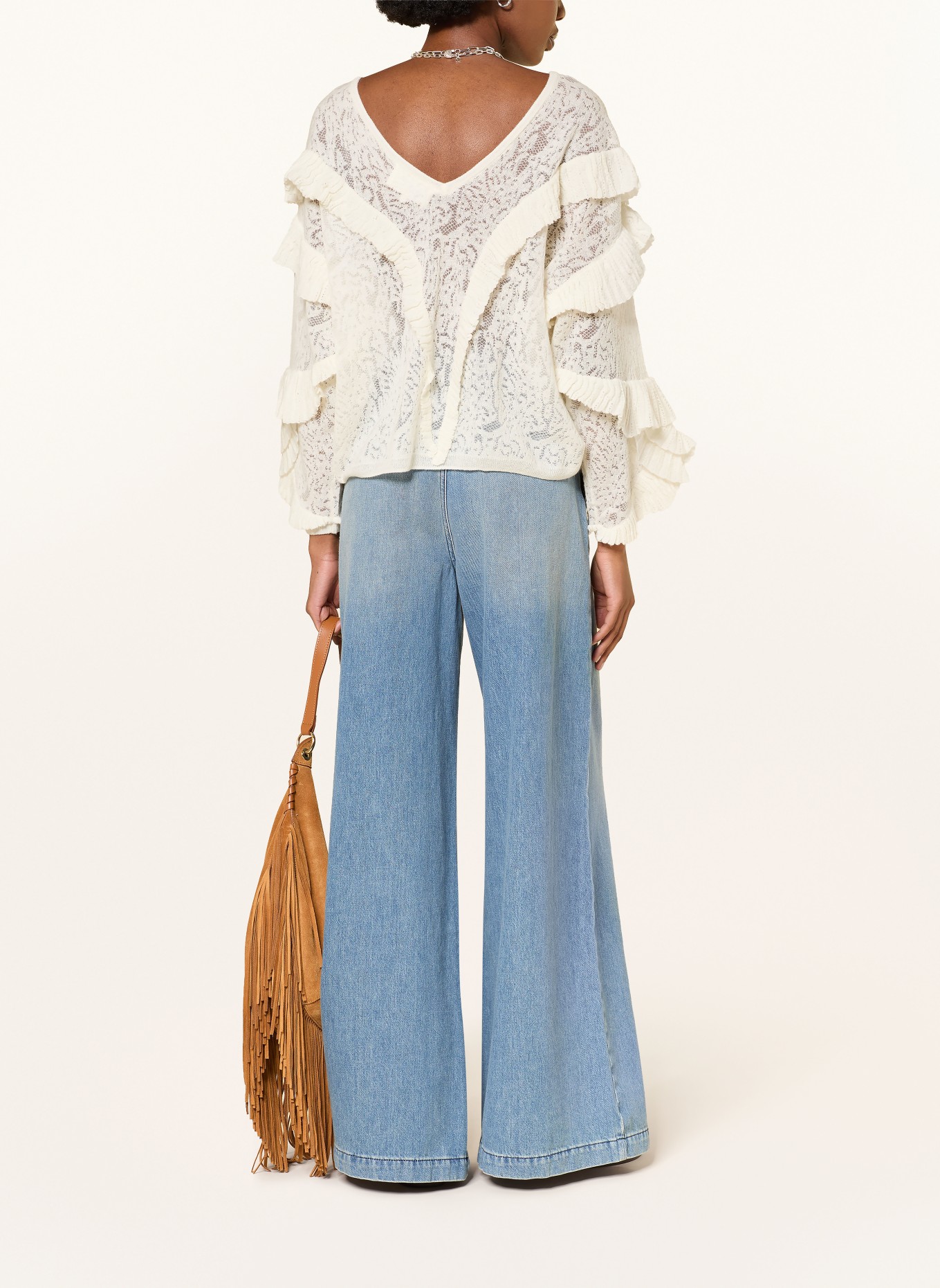 ba&sh Pullover LUCAS mit Rüschen: WEISS