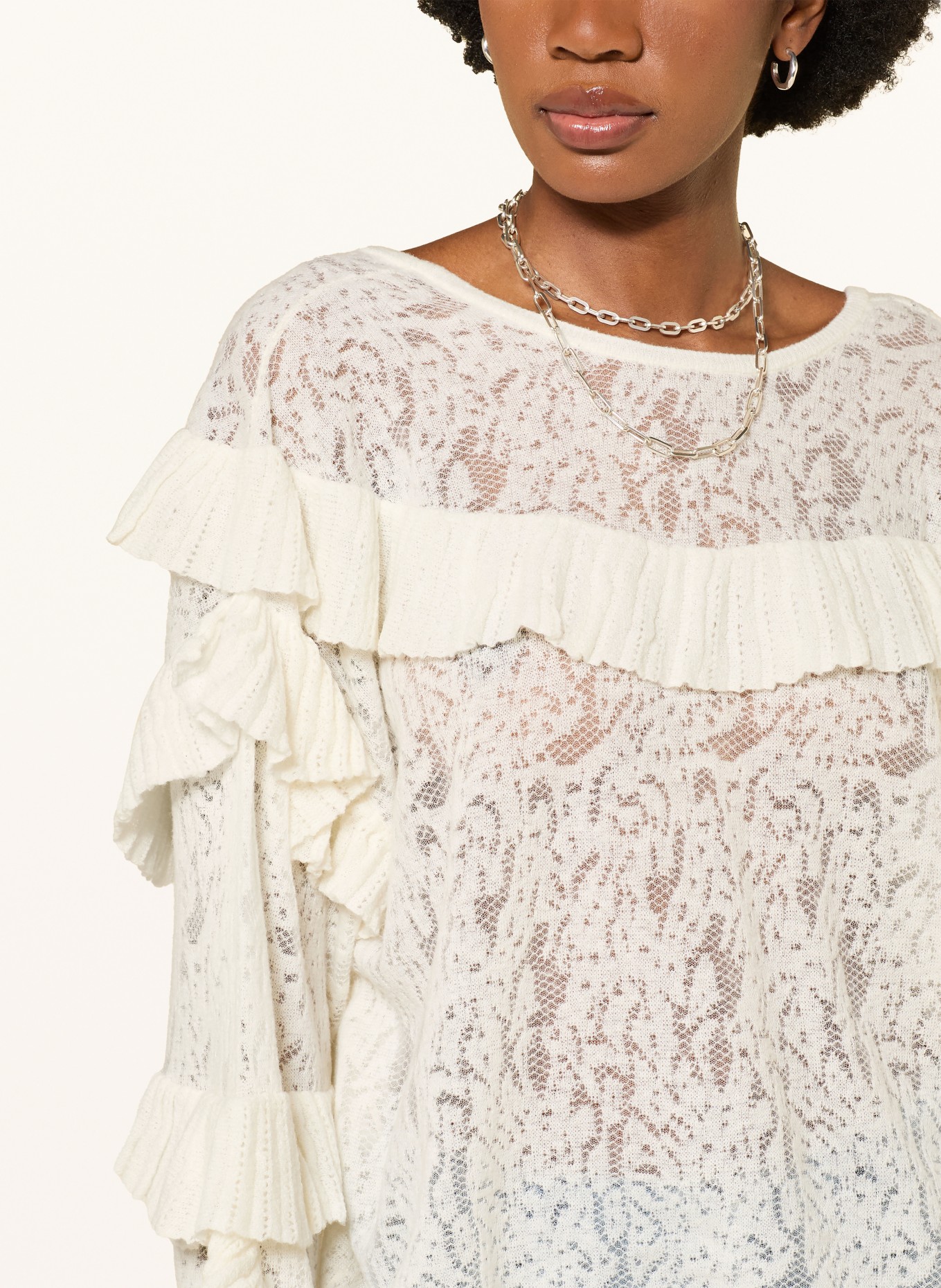 ba&sh Pullover LUCAS mit Rüschen: WEISS