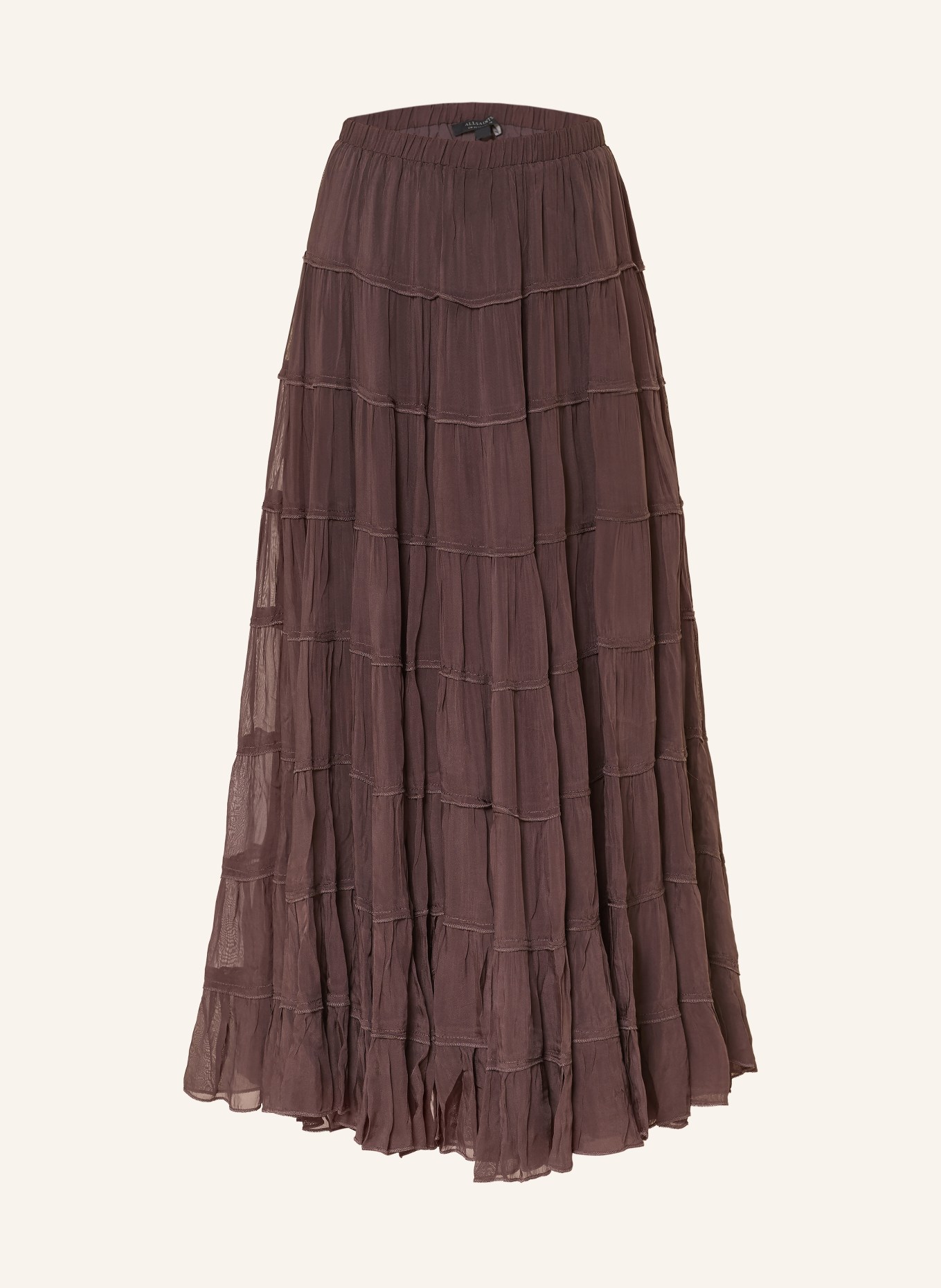 ALLSAINTS Sukně EVA: TMAVĚ HNĚDÁ