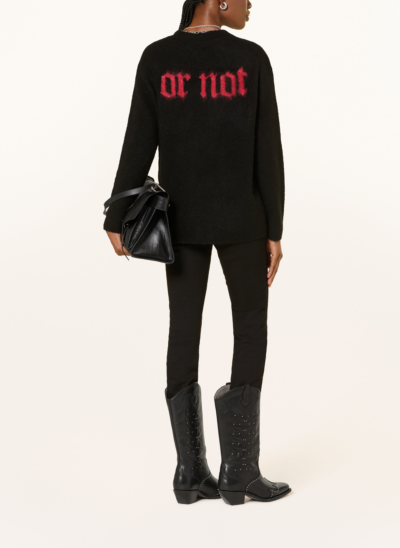 ALLSAINTS Trui LUCKY JUMPER van alpaca: ZWART / WIT