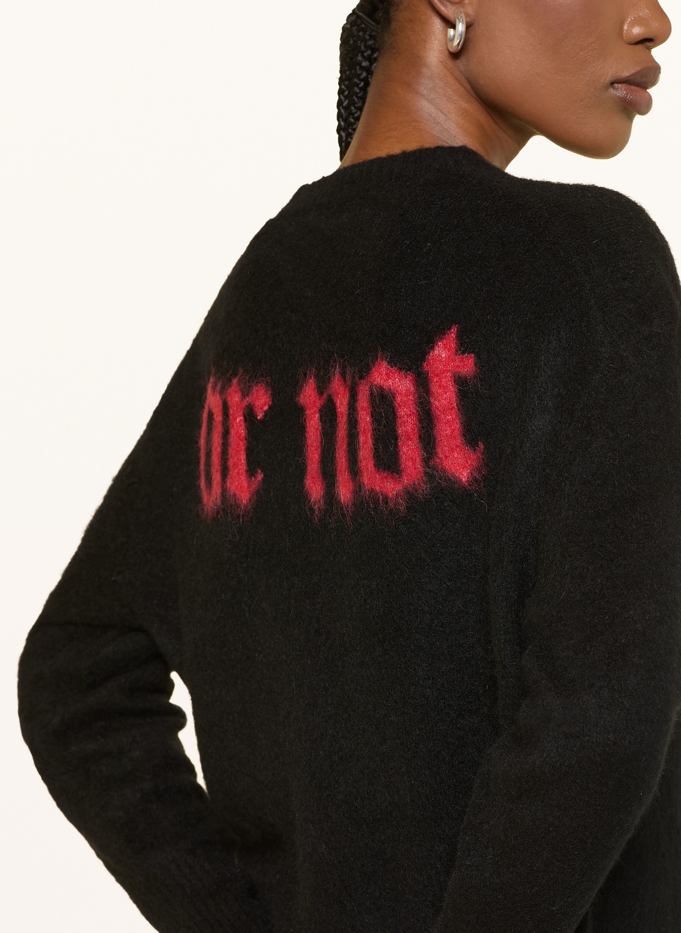 ALLSAINTS Trui LUCKY JUMPER van alpaca: ZWART / WIT