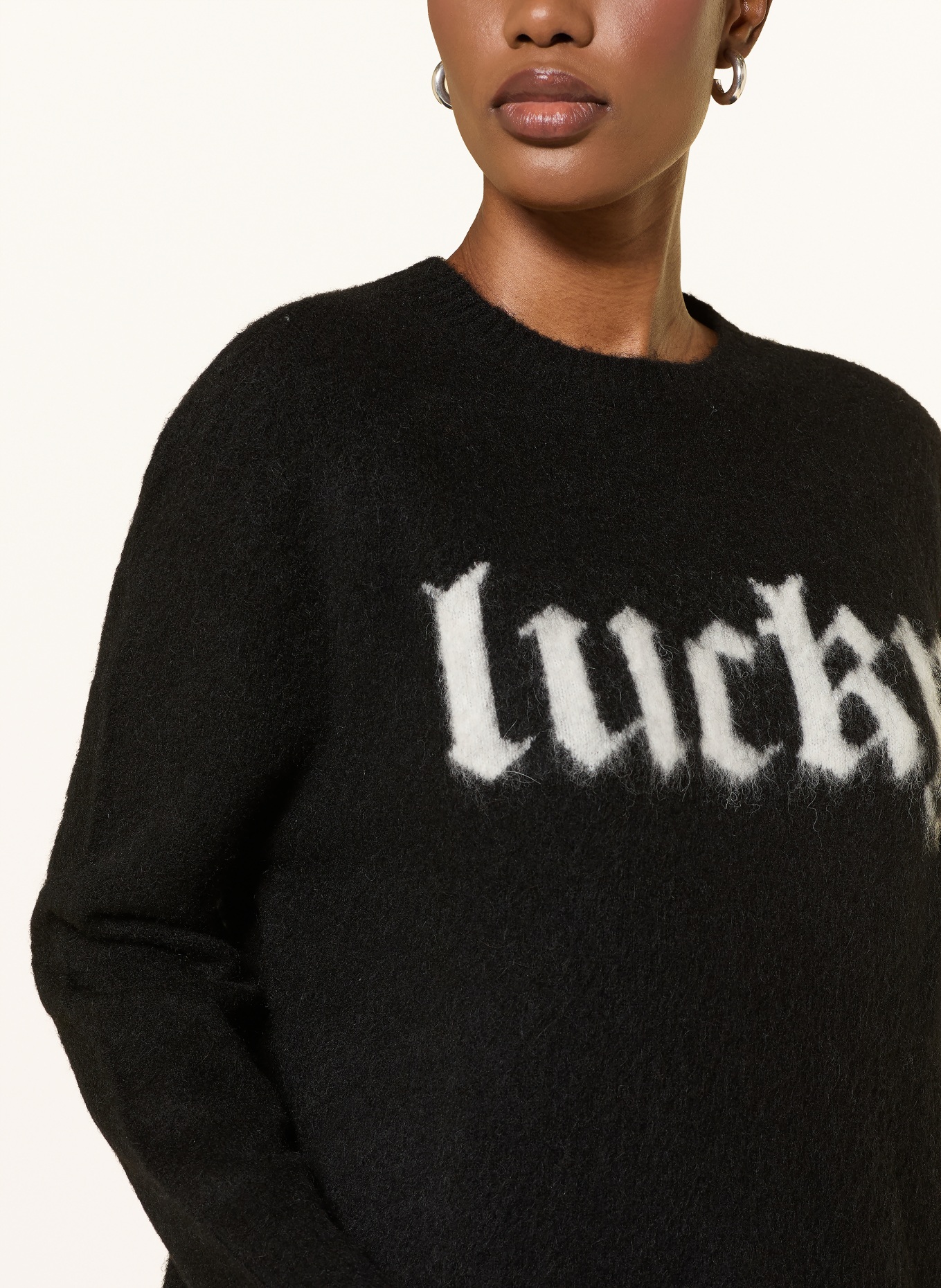ALLSAINTS Trui LUCKY JUMPER van alpaca: ZWART / WIT