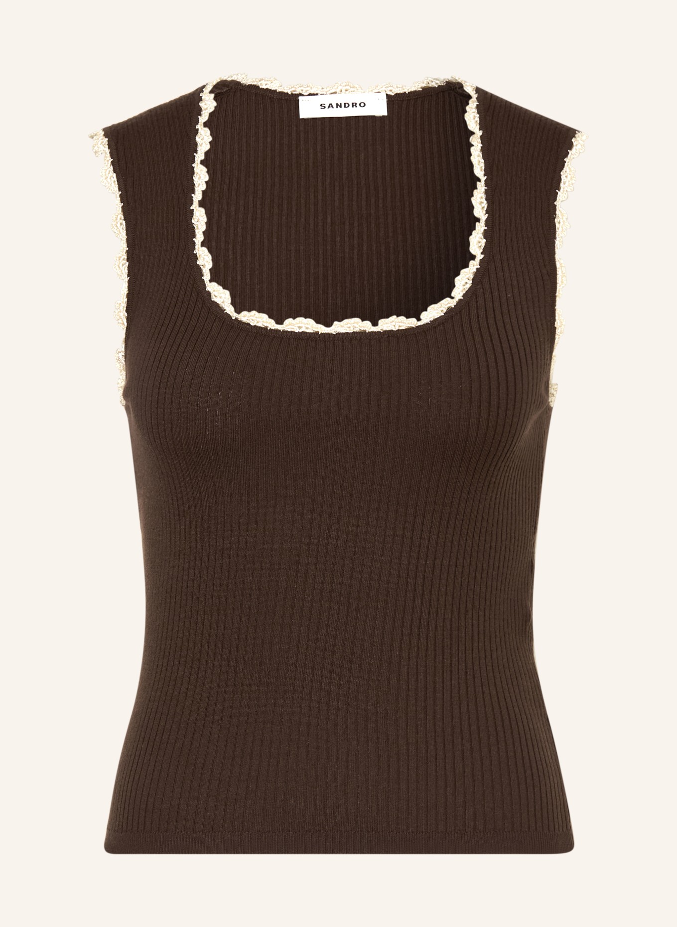 SANDRO Top: DUNKELBRAUN / CREME