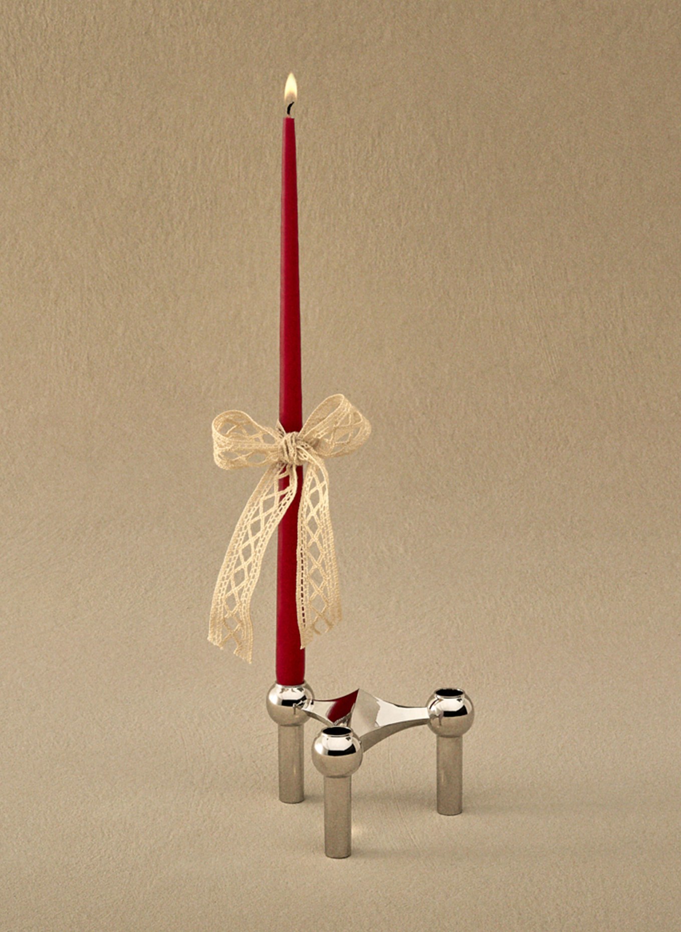 STOFF NAGEL Lot de 6 bougies cylindriques: ROUGE FONCÉ