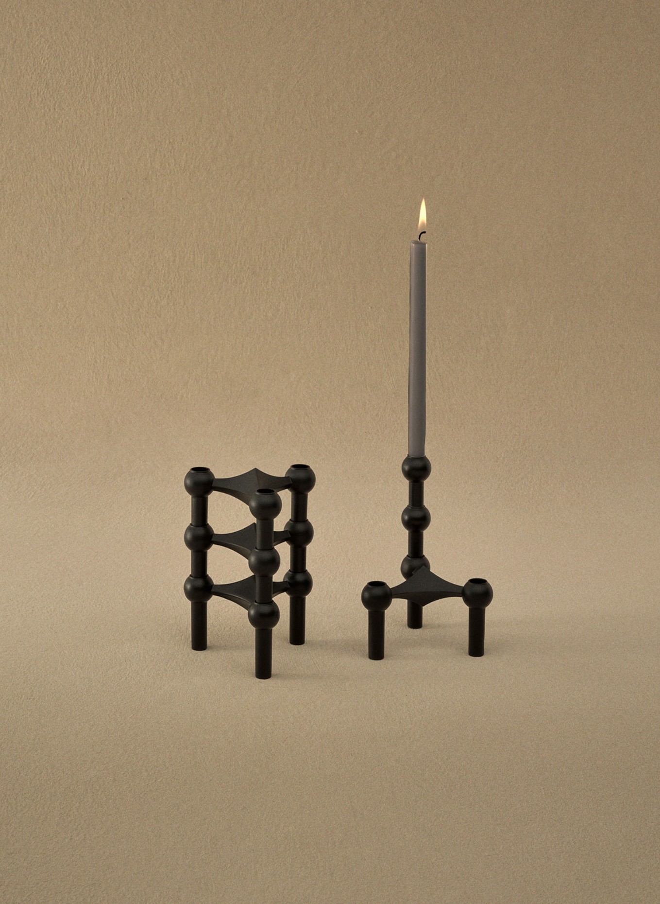STOFF NAGEL Set of 12 taper candles: DARK GRAY