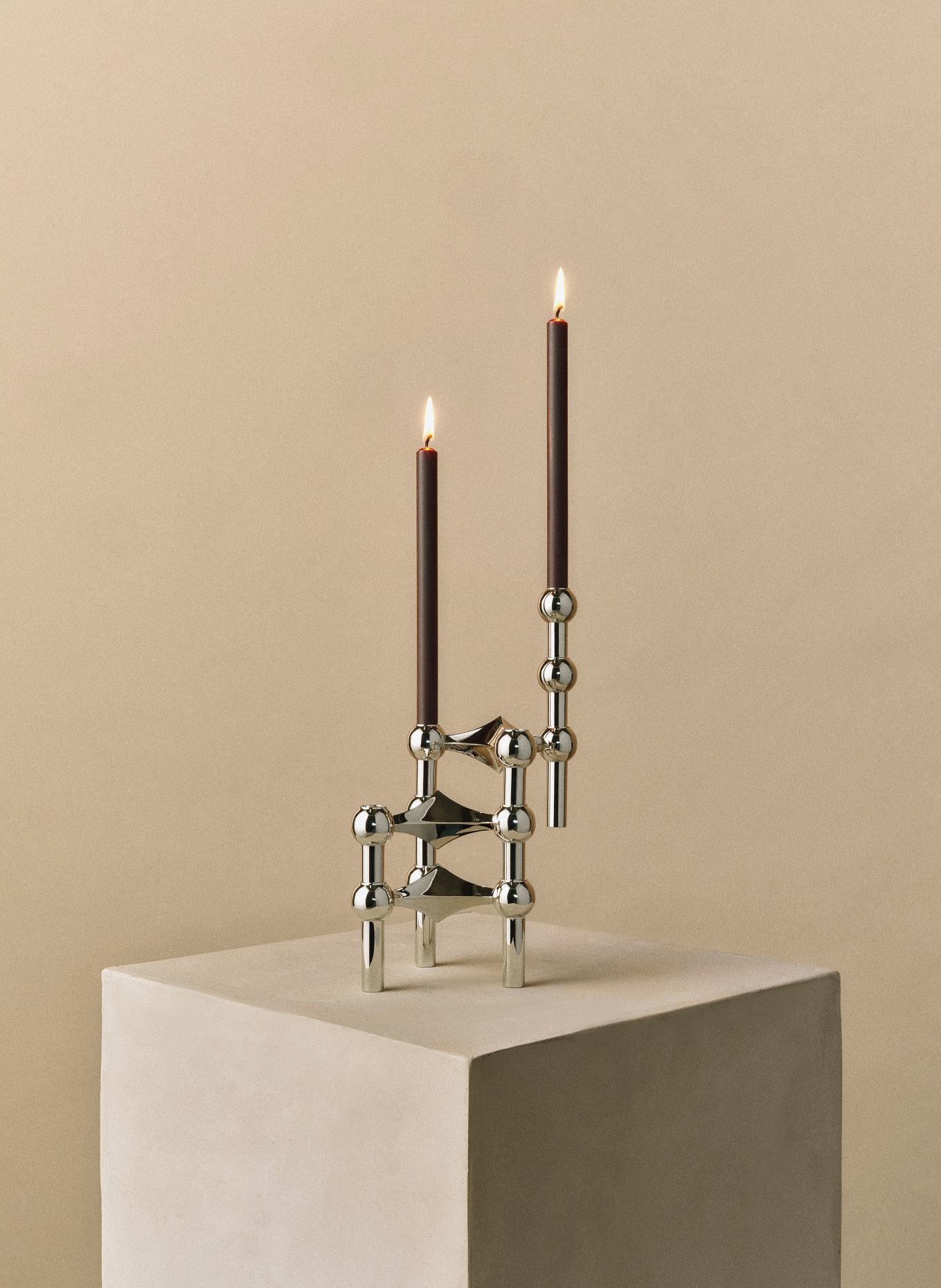 STOFF NAGEL Lot de 12 bougies cylindriques: MARRON FONCÉ