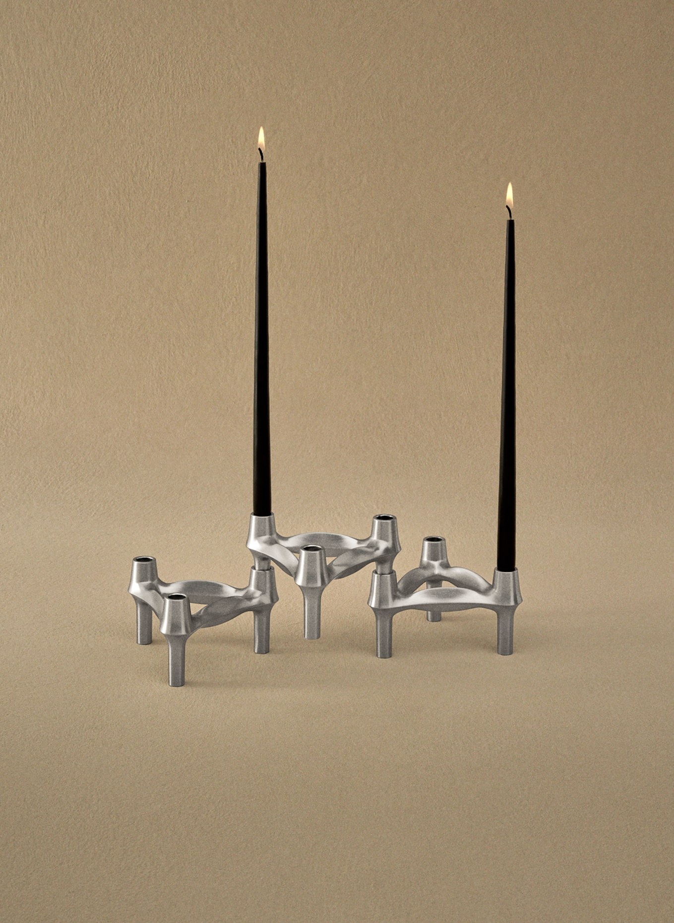 STOFF NAGEL Set of 3 candle holders: SILVER