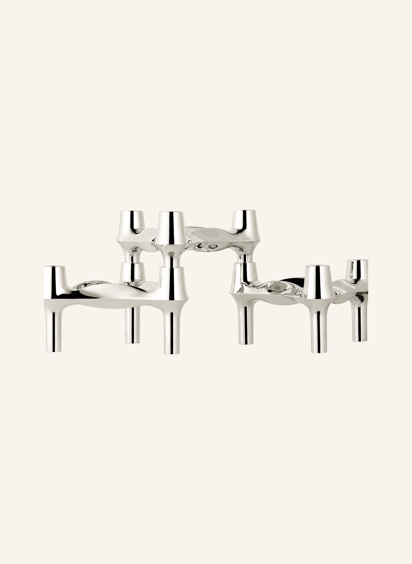 STOFF NAGEL Lot de 3 bougeoirs: ARGENT