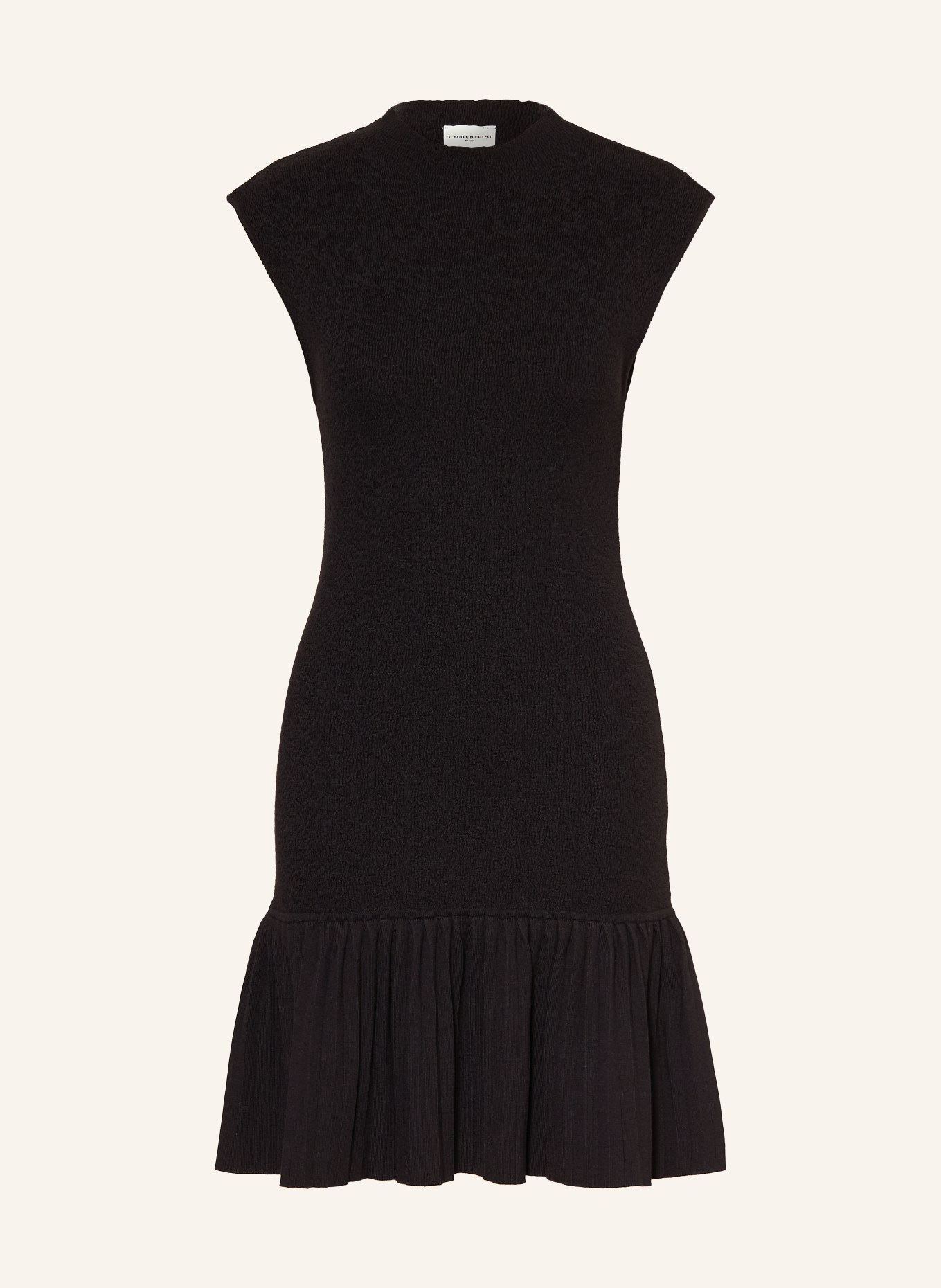 CLAUDIE PIERLOT Strickkleid mit Plissees: SCHWARZ