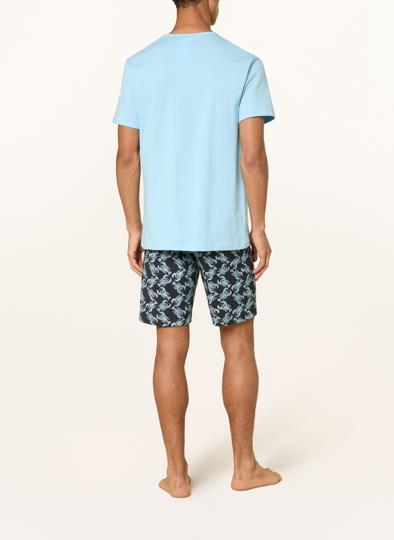 CALIDA Shorty-Schlafanzug RELAX IMPRINT: HELLBLAU / DUNKELBLAU