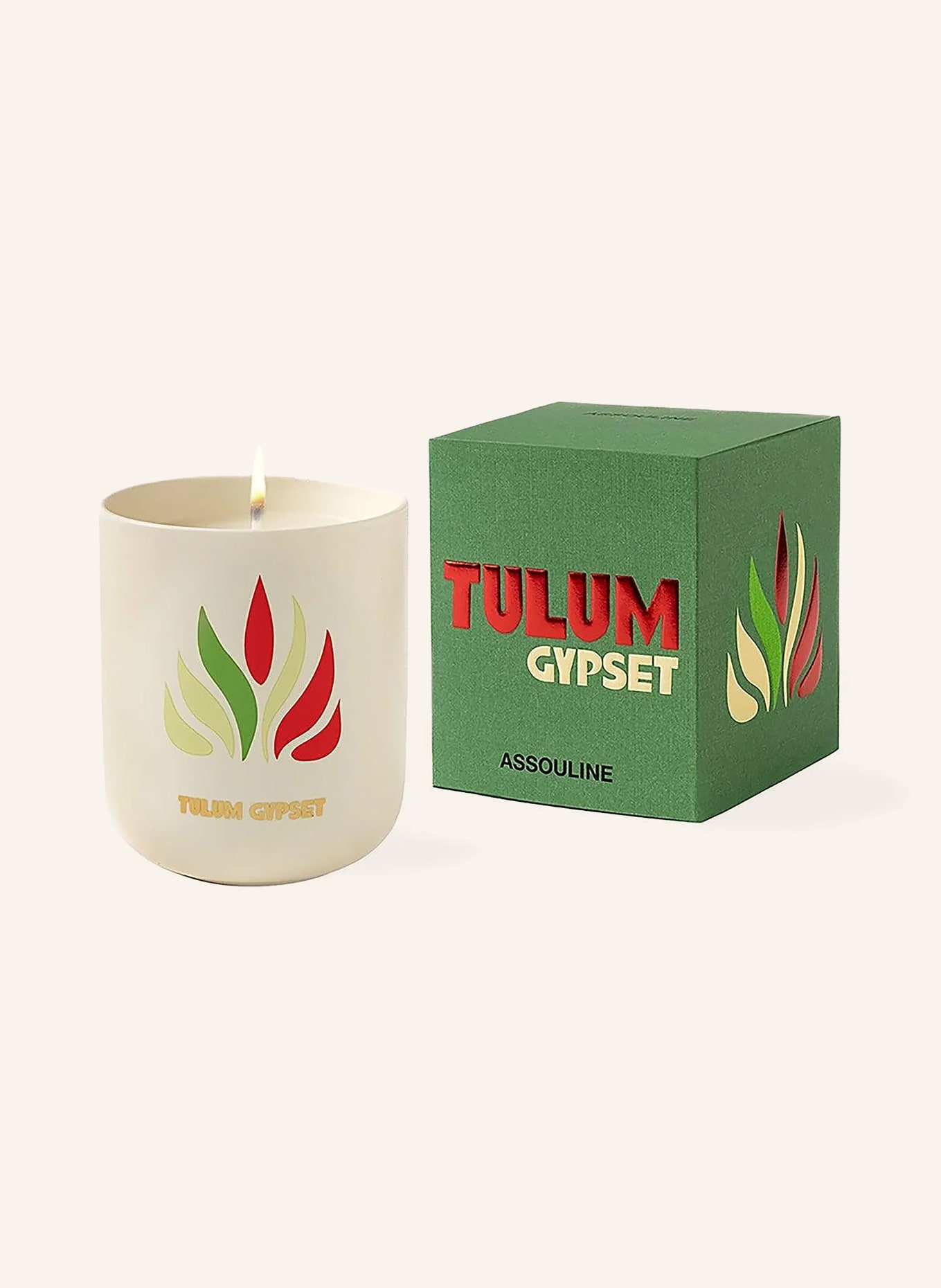 ASSOULINE Geurkaars TULUM GYPSET: LICHTBRUIN / ROOD / GROEN