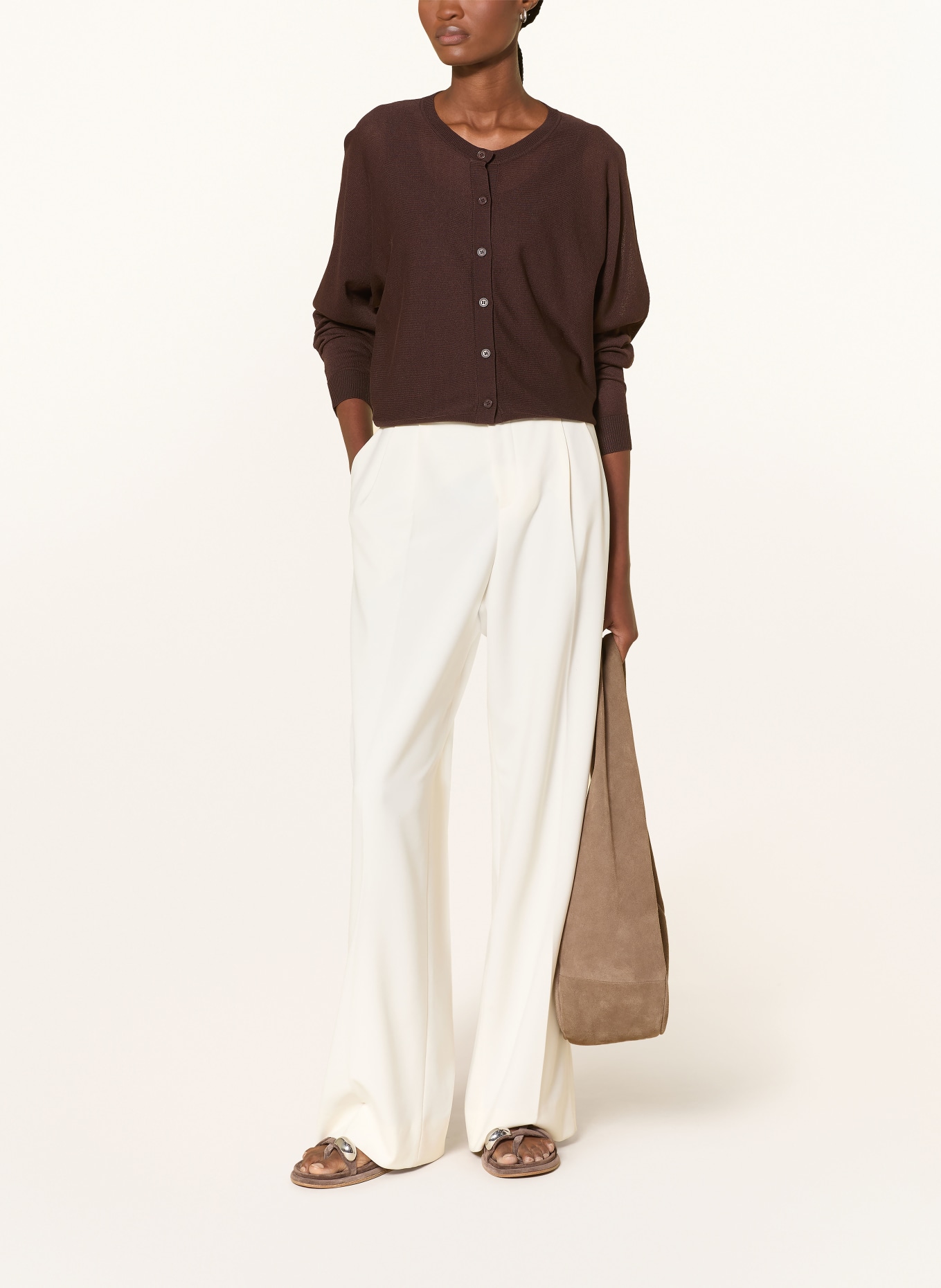 OPUS Strickjacke DESELA: DUNKELBRAUN