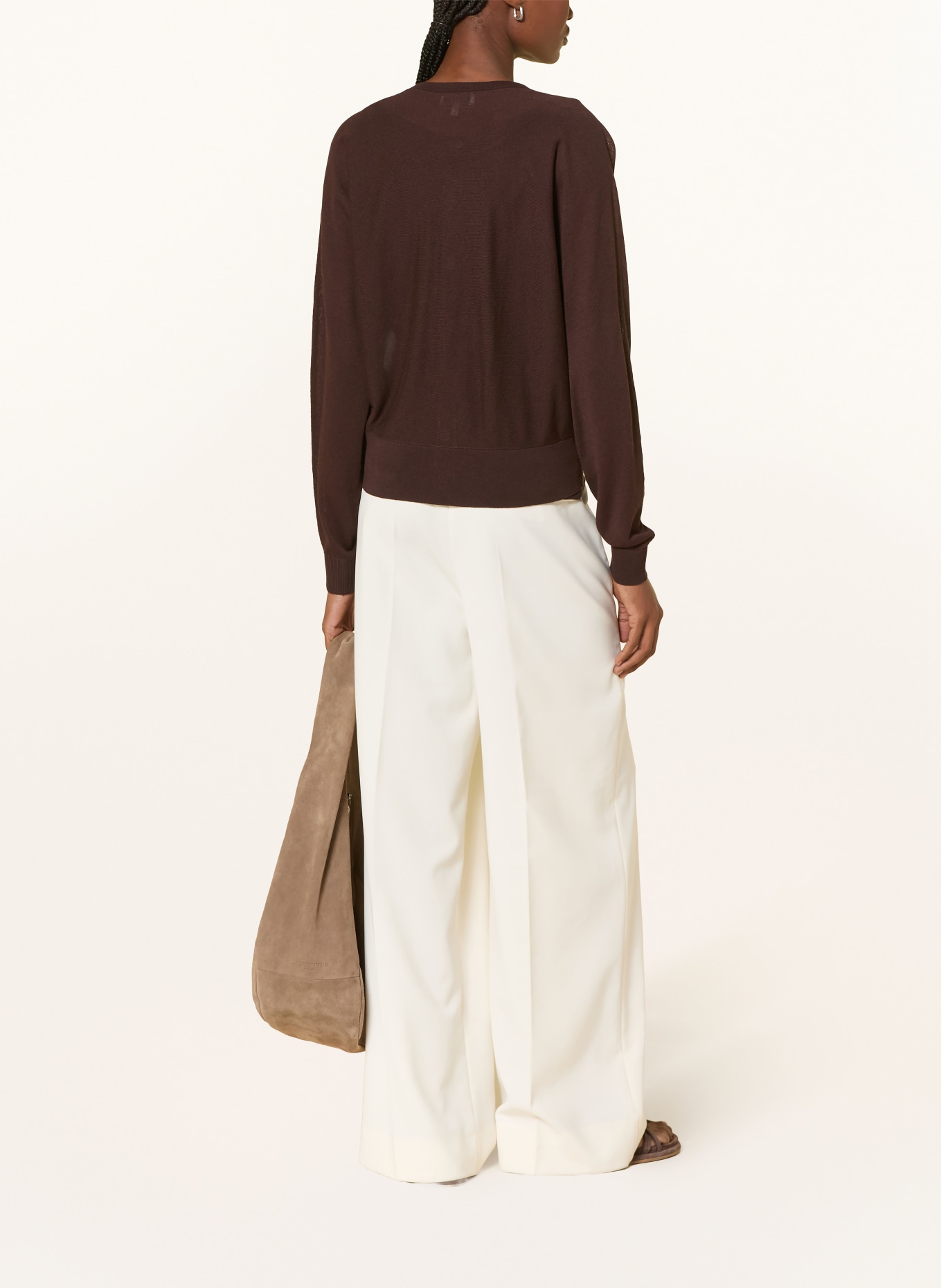 OPUS Strickjacke DESELA: DUNKELBRAUN