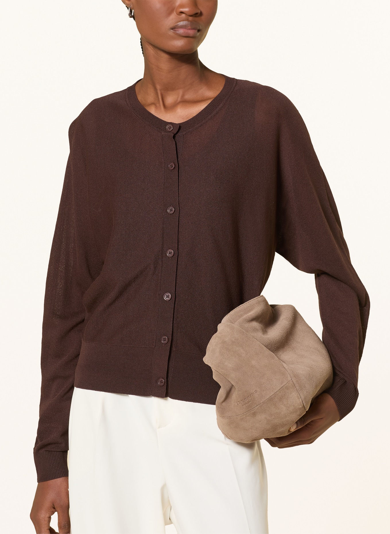 OPUS Strickjacke DESELA: DUNKELBRAUN