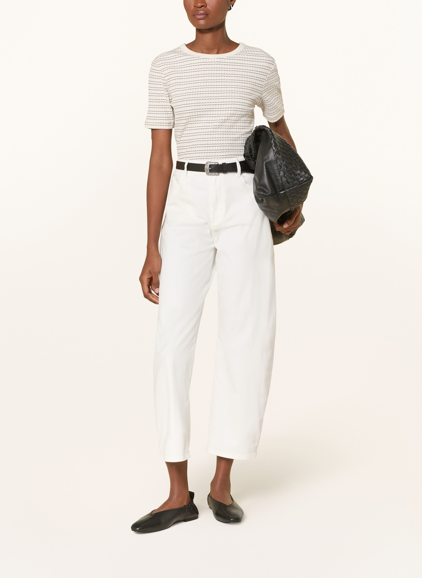 OPUS T-Shirt SOLEILI: CREME / SCHWARZ